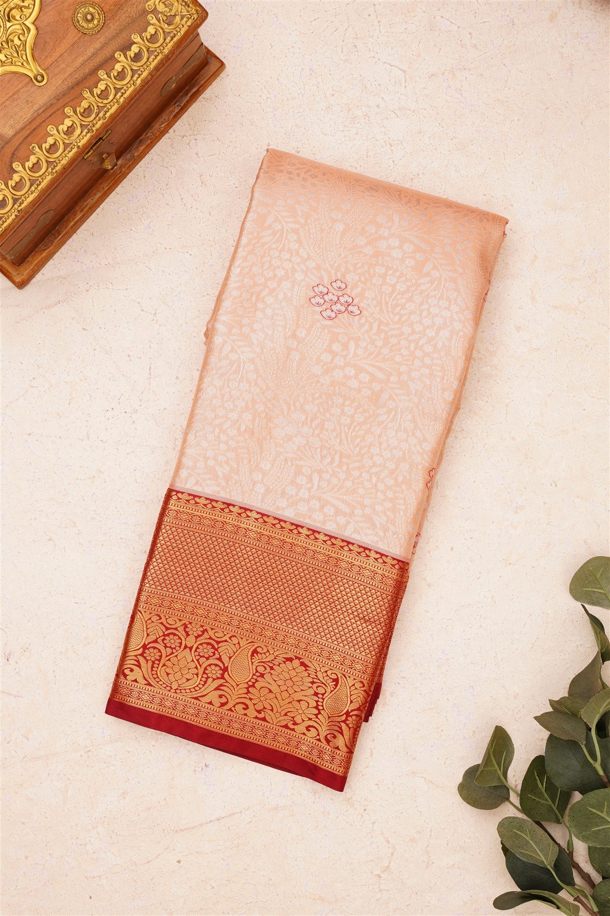 Semi Kanchipuram Silk Blend Sandle Saree