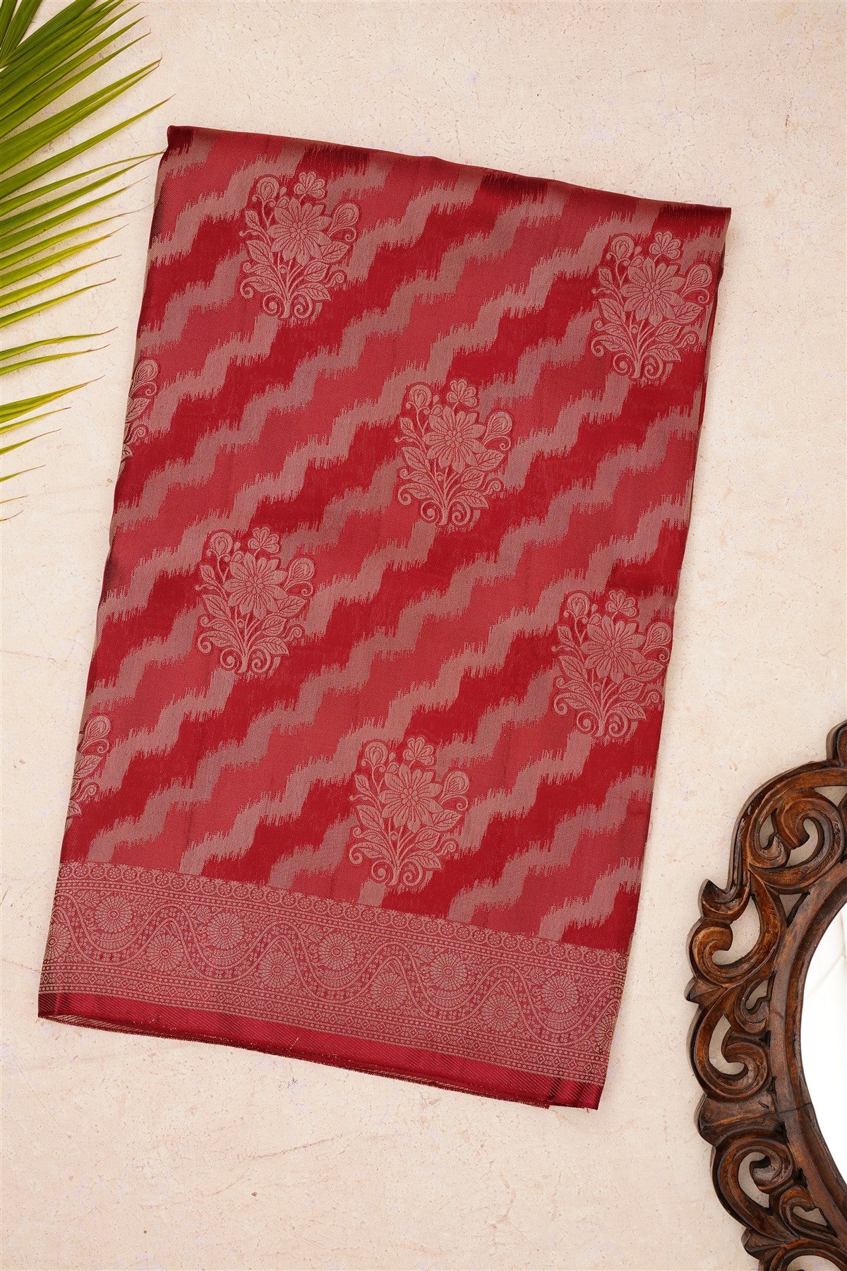 Banarasi Mashru Dark Maroon Saree