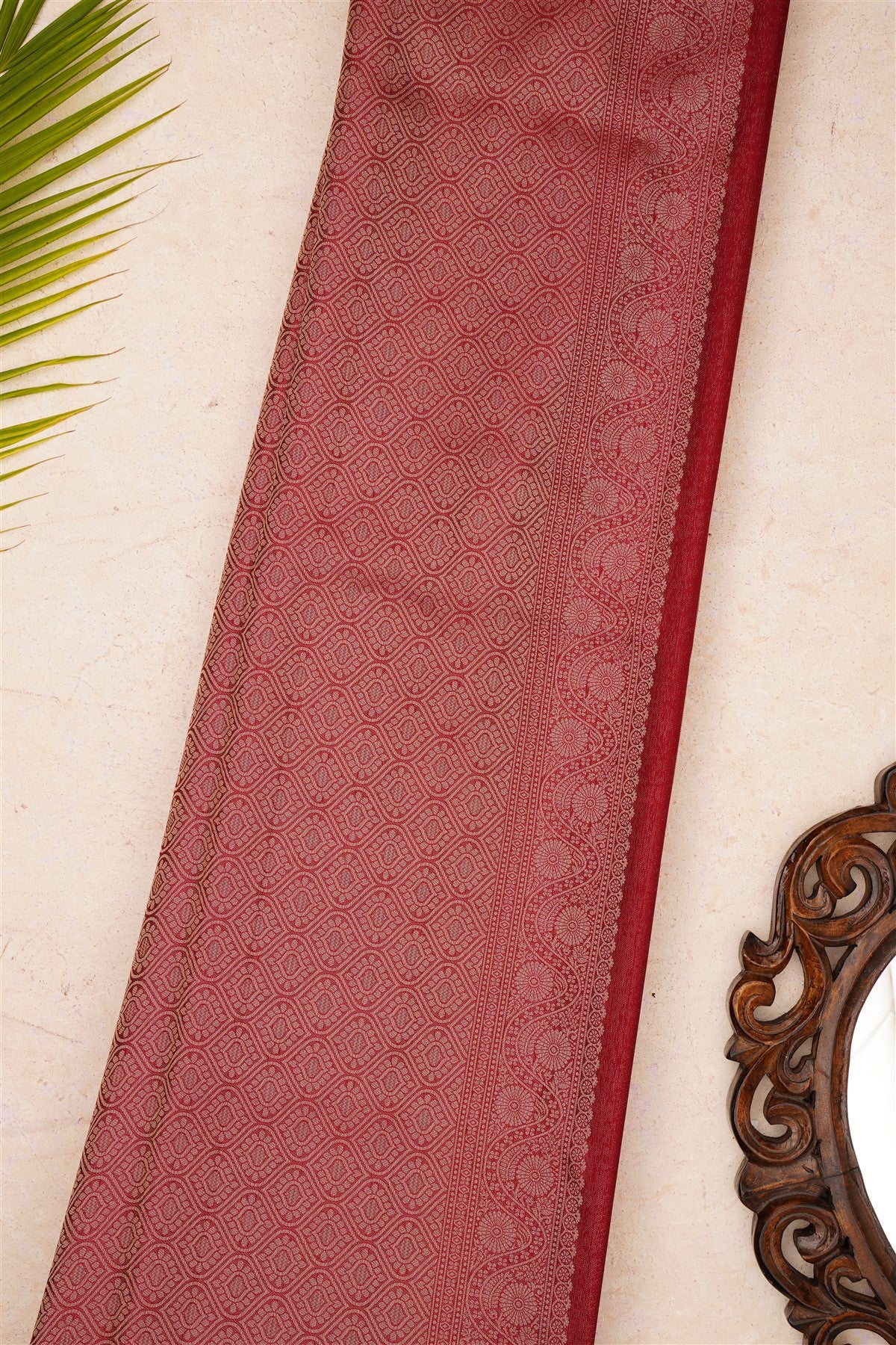 Banarasi Mashru Dark Maroon Saree