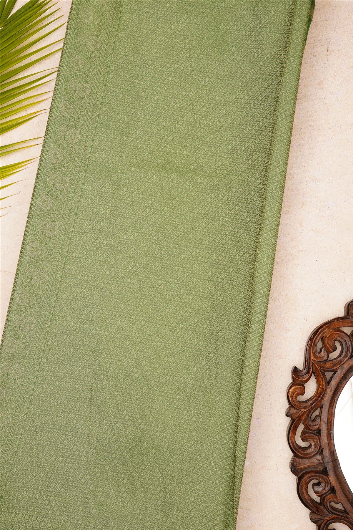 Banarasi Mashru Green Saree