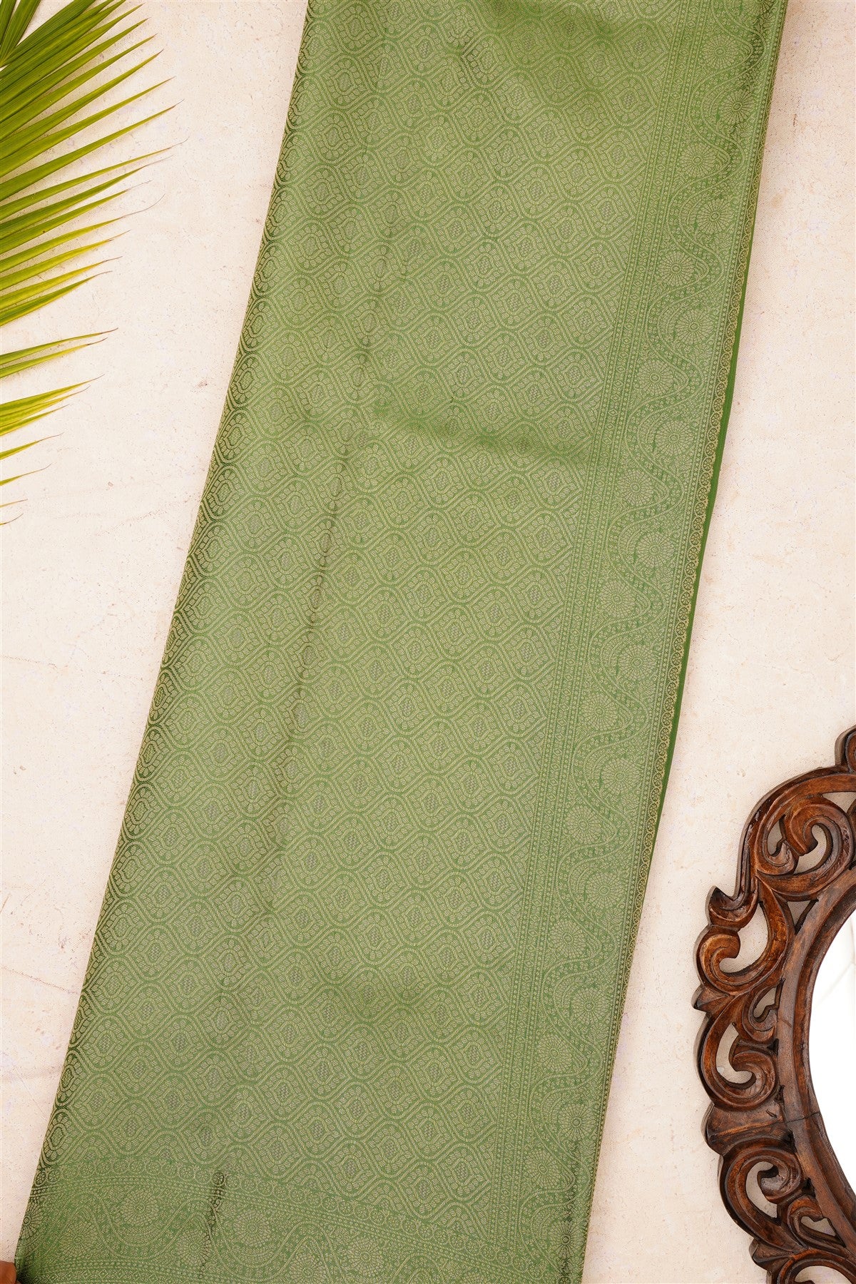 Banarasi Mashru Green Saree