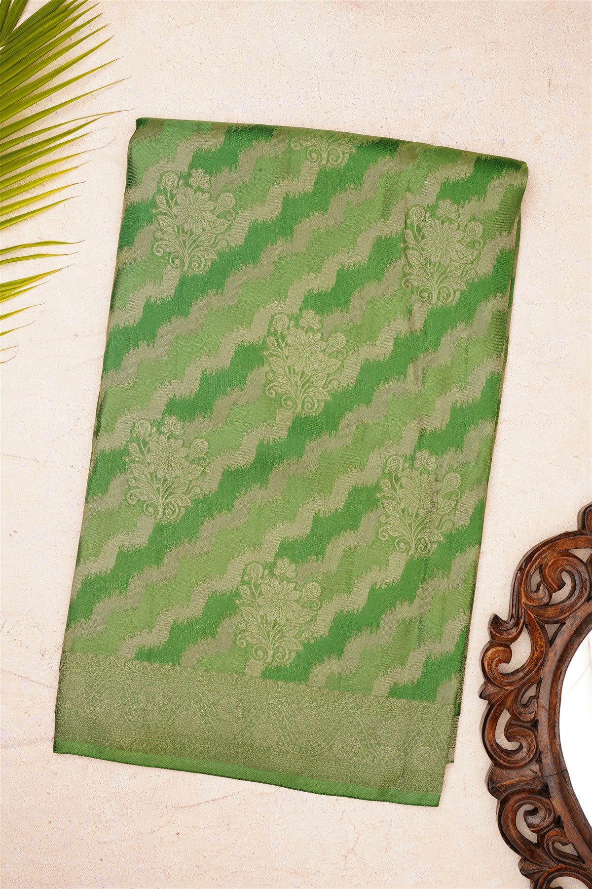 Banarasi Mashru Green Saree