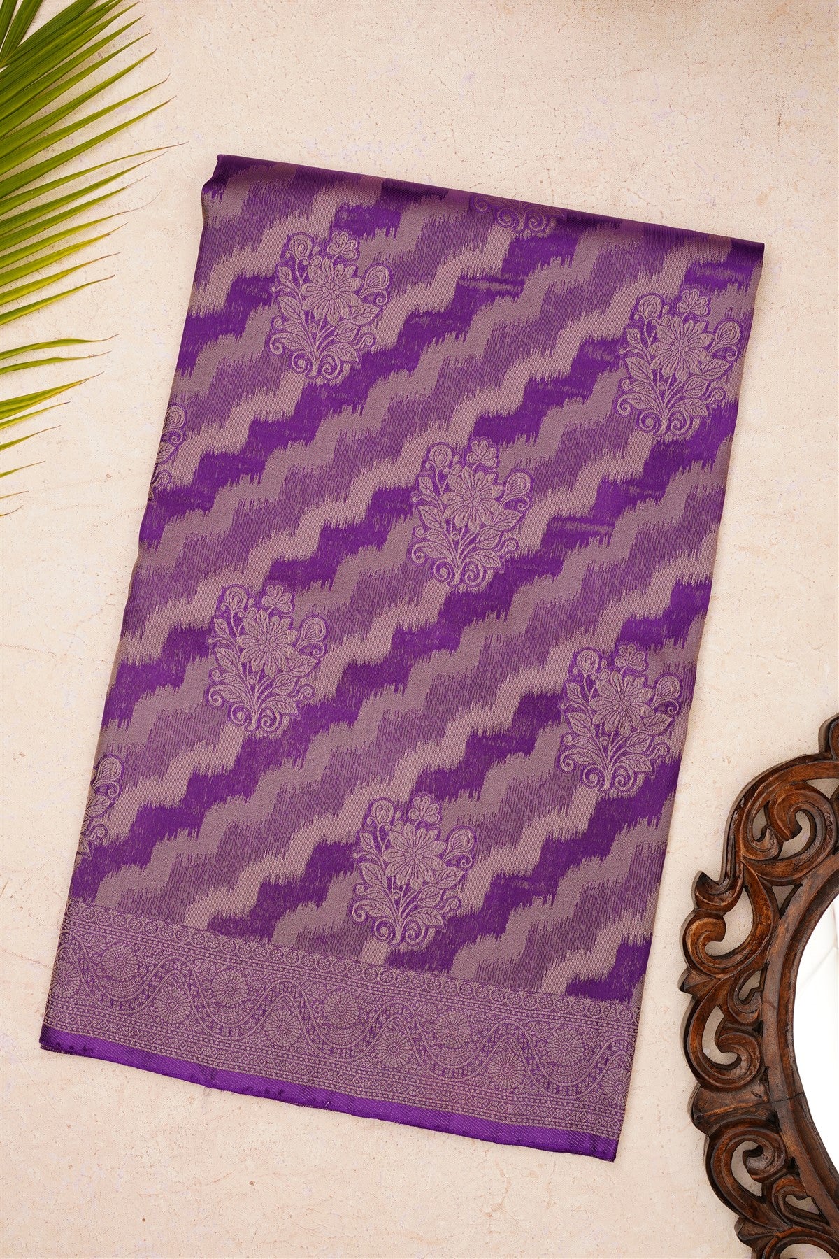 Banarasi Mashru Violet Saree
