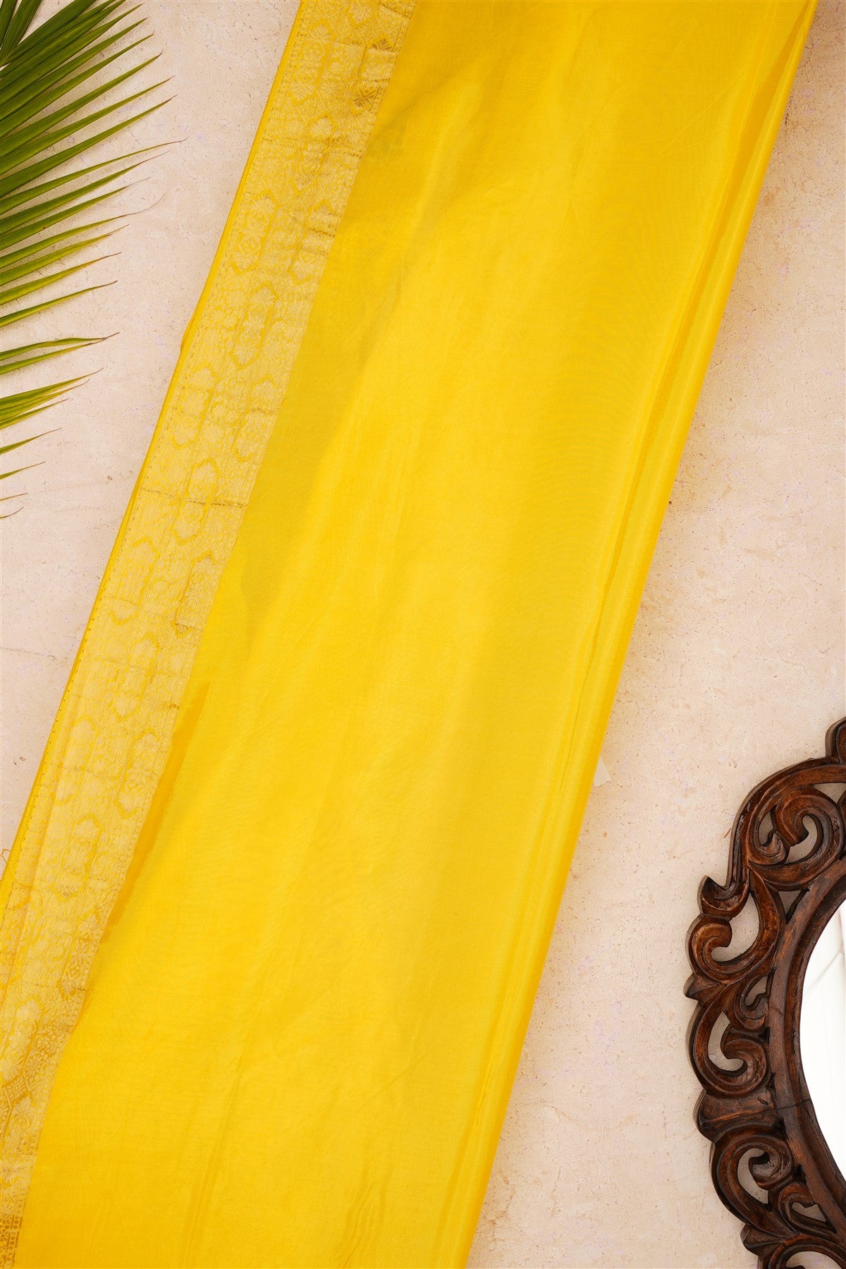 Banarasi Mashru Lemon Yellow Saree