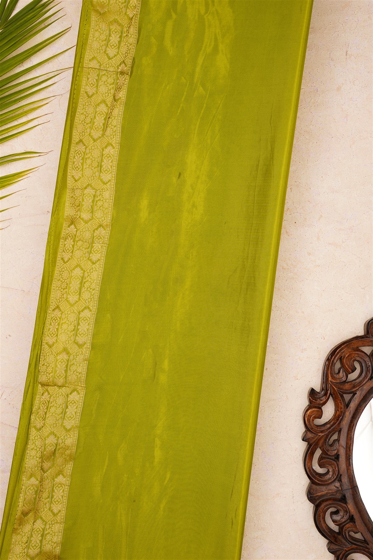Banarasi Mashru Light Green Saree