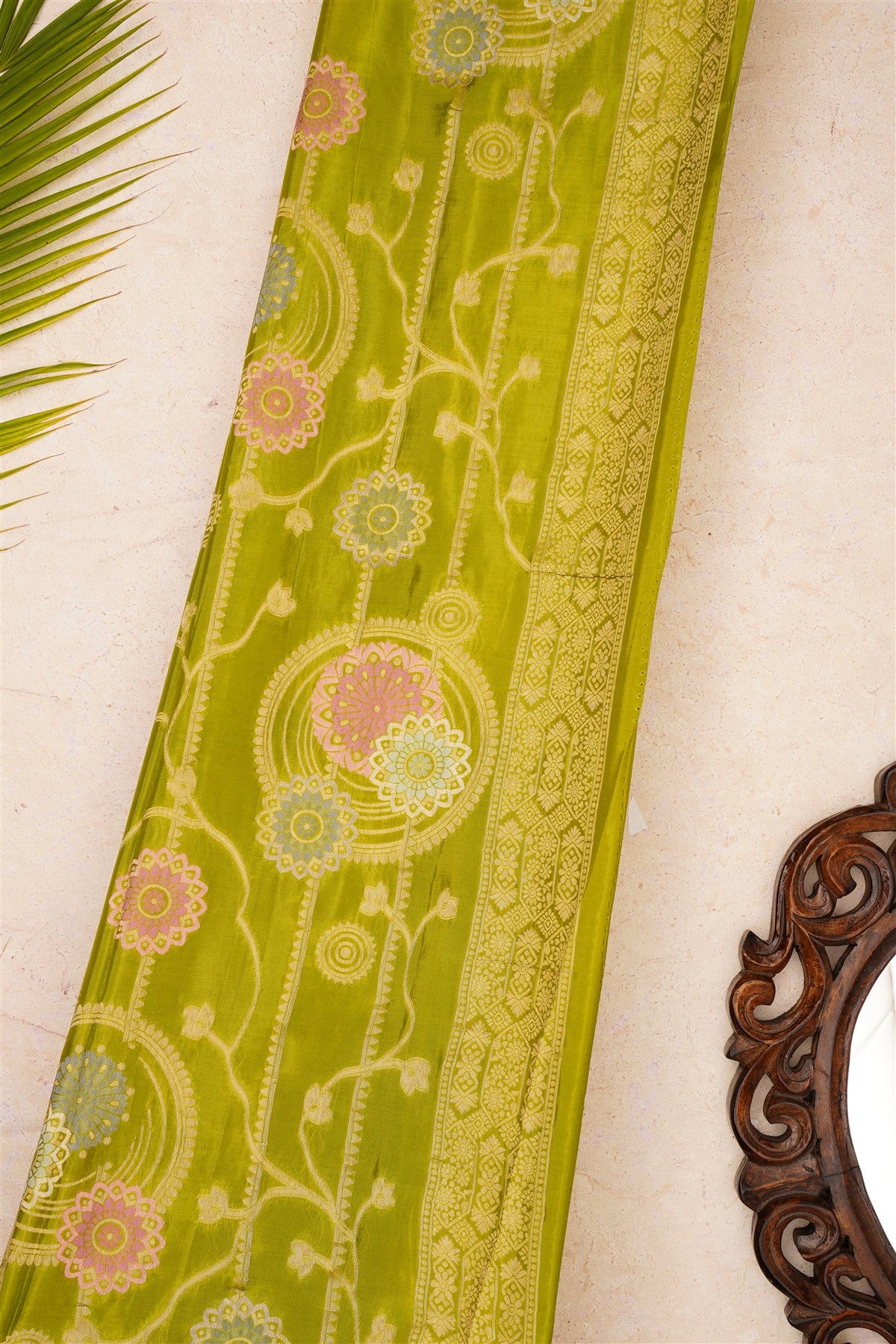 Banarasi Mashru Light Green Saree