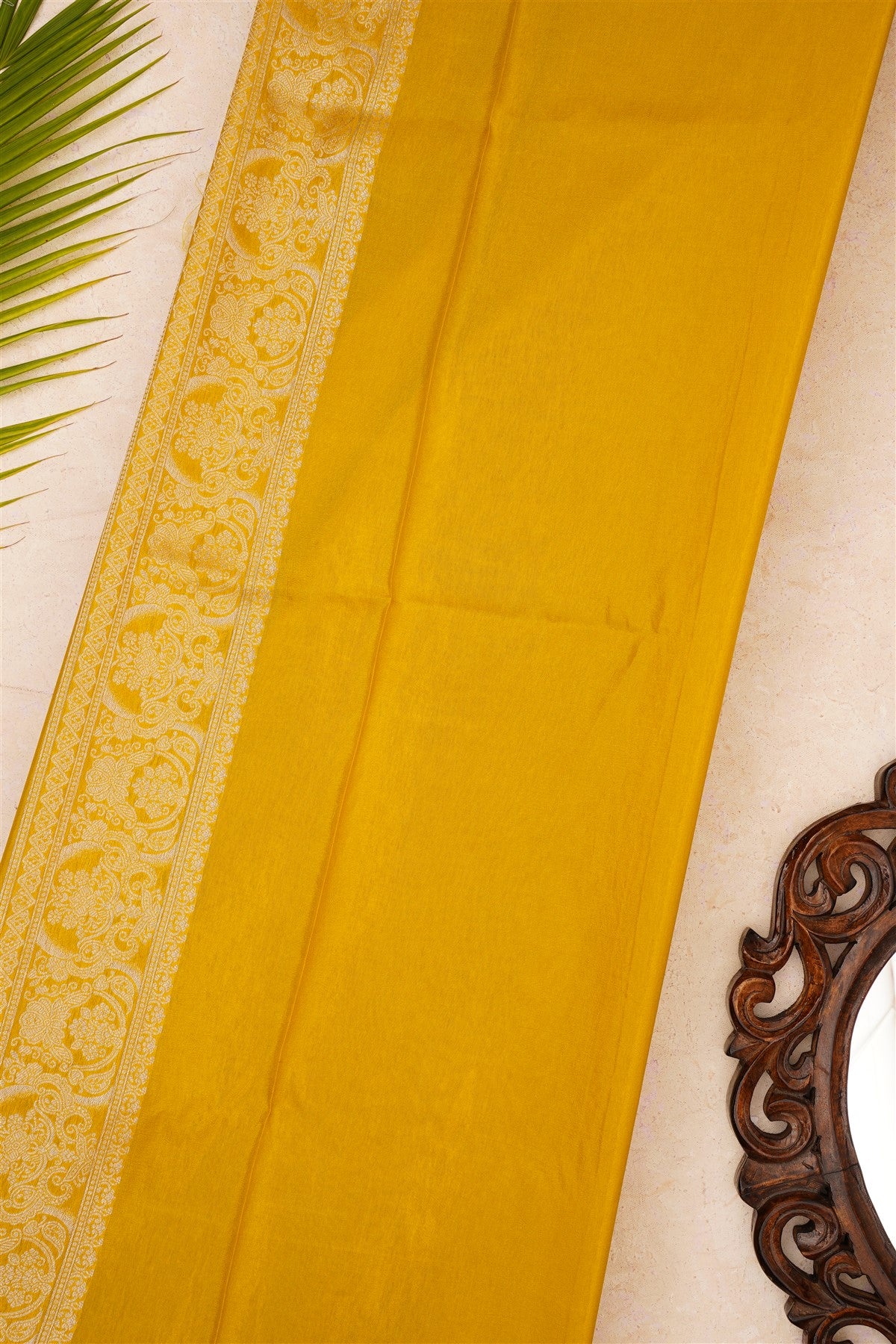 Banarasi Mashru Lime Green Saree
