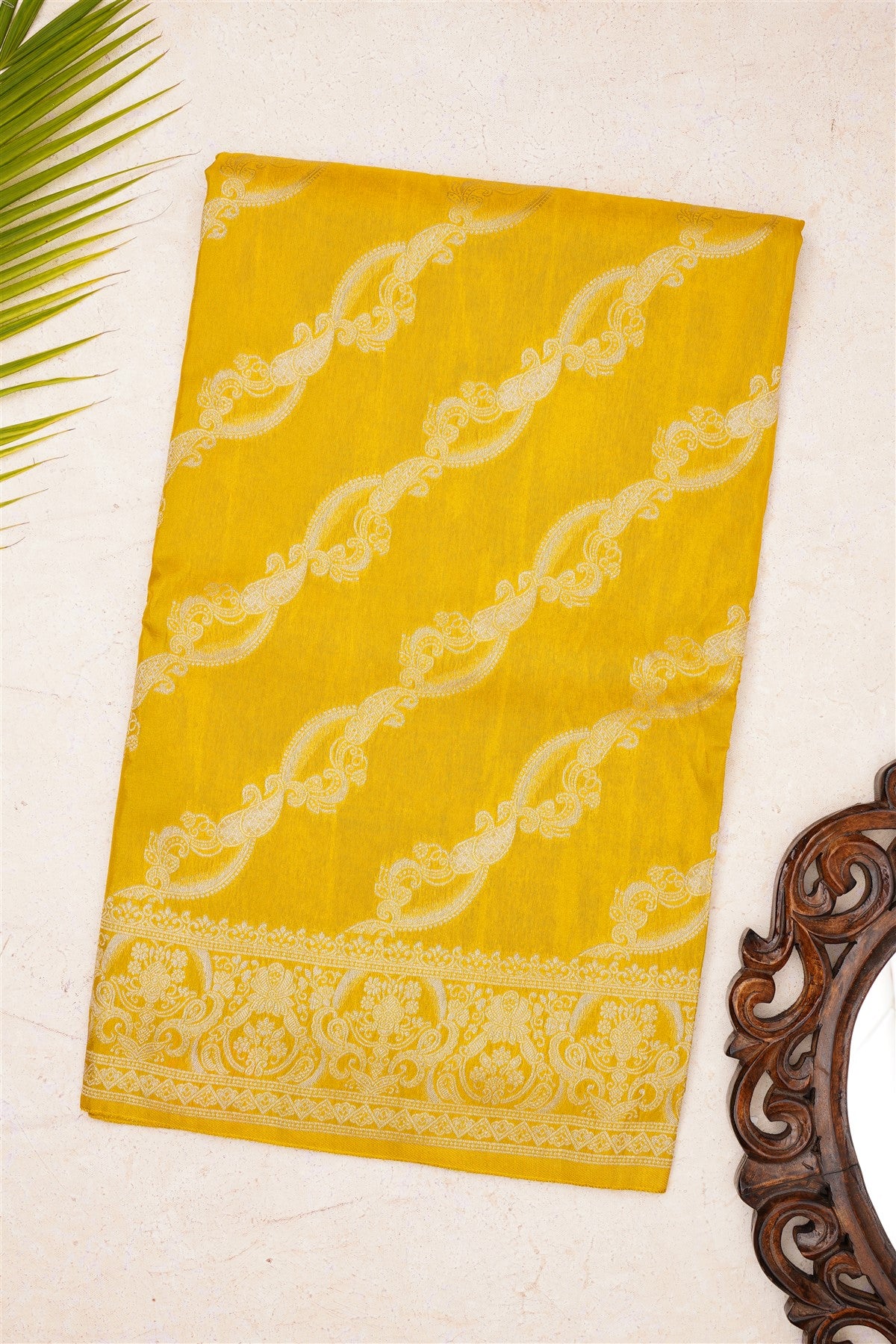 Banarasi Mashru Lime Green Saree