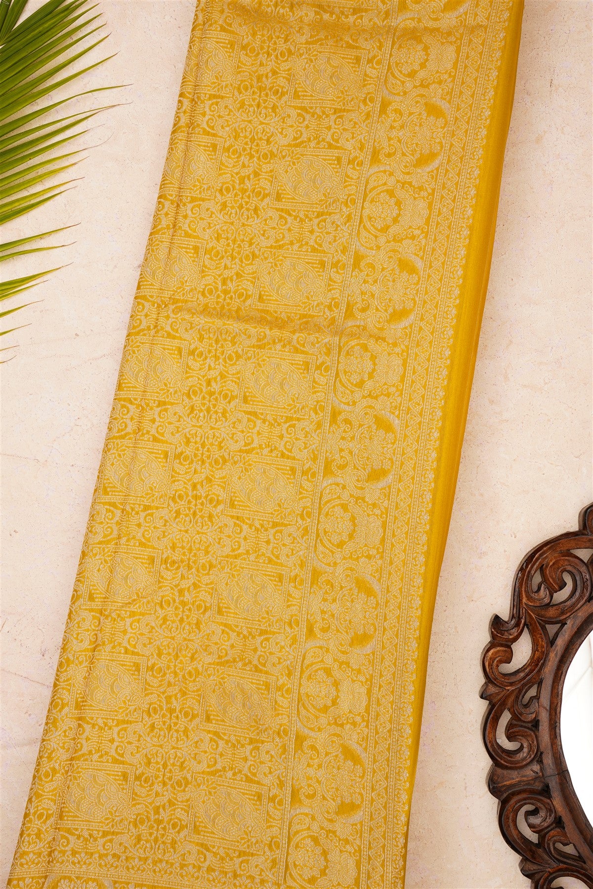 Banarasi Mashru Lime Green Saree