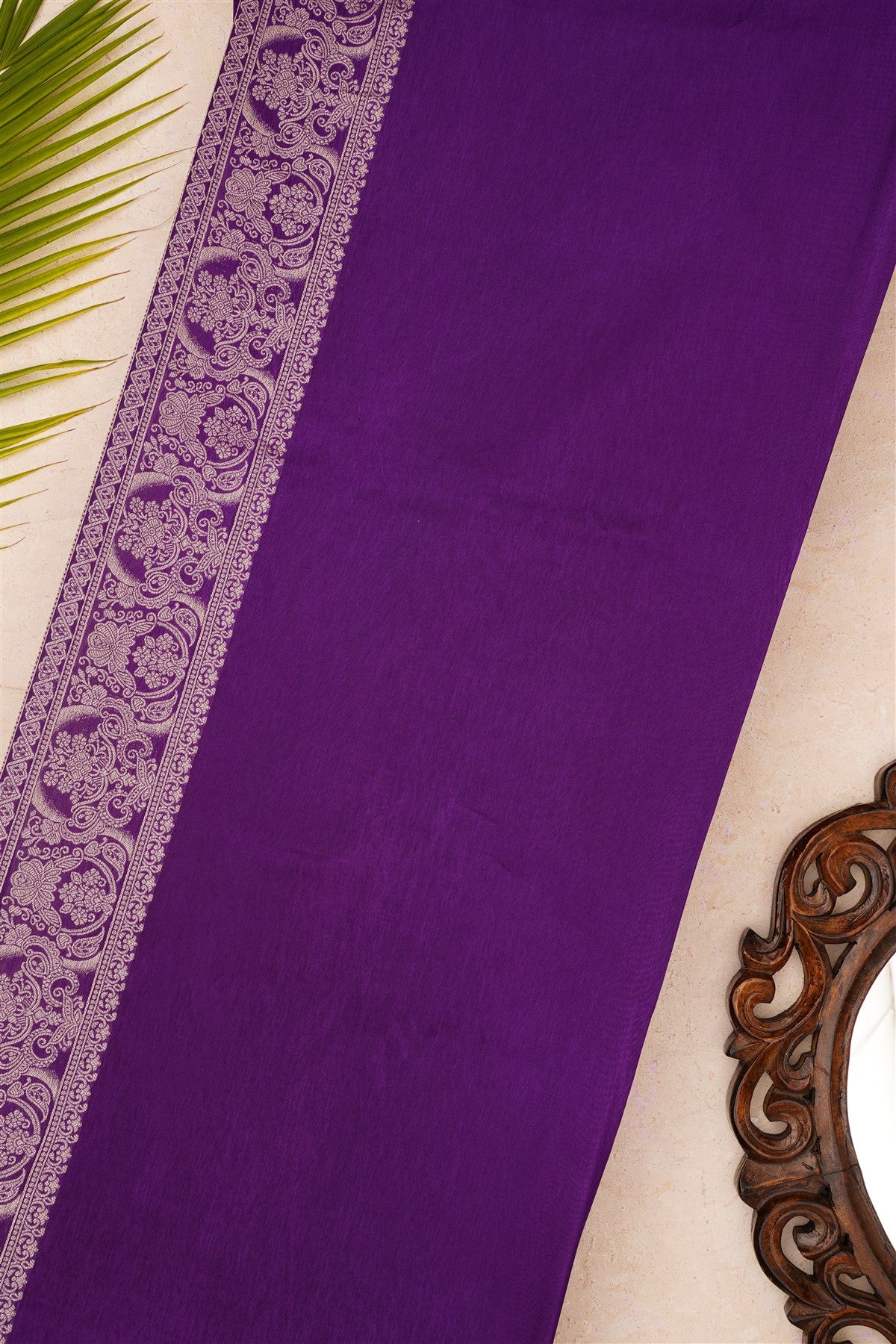 Banarasi Mashru Violet Saree