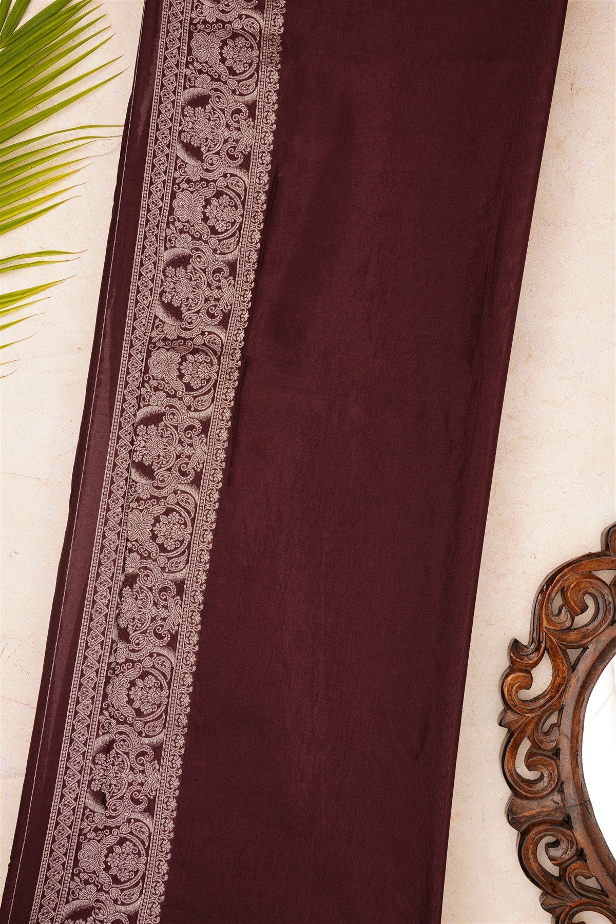 Banarasi Mashru Wine Saree