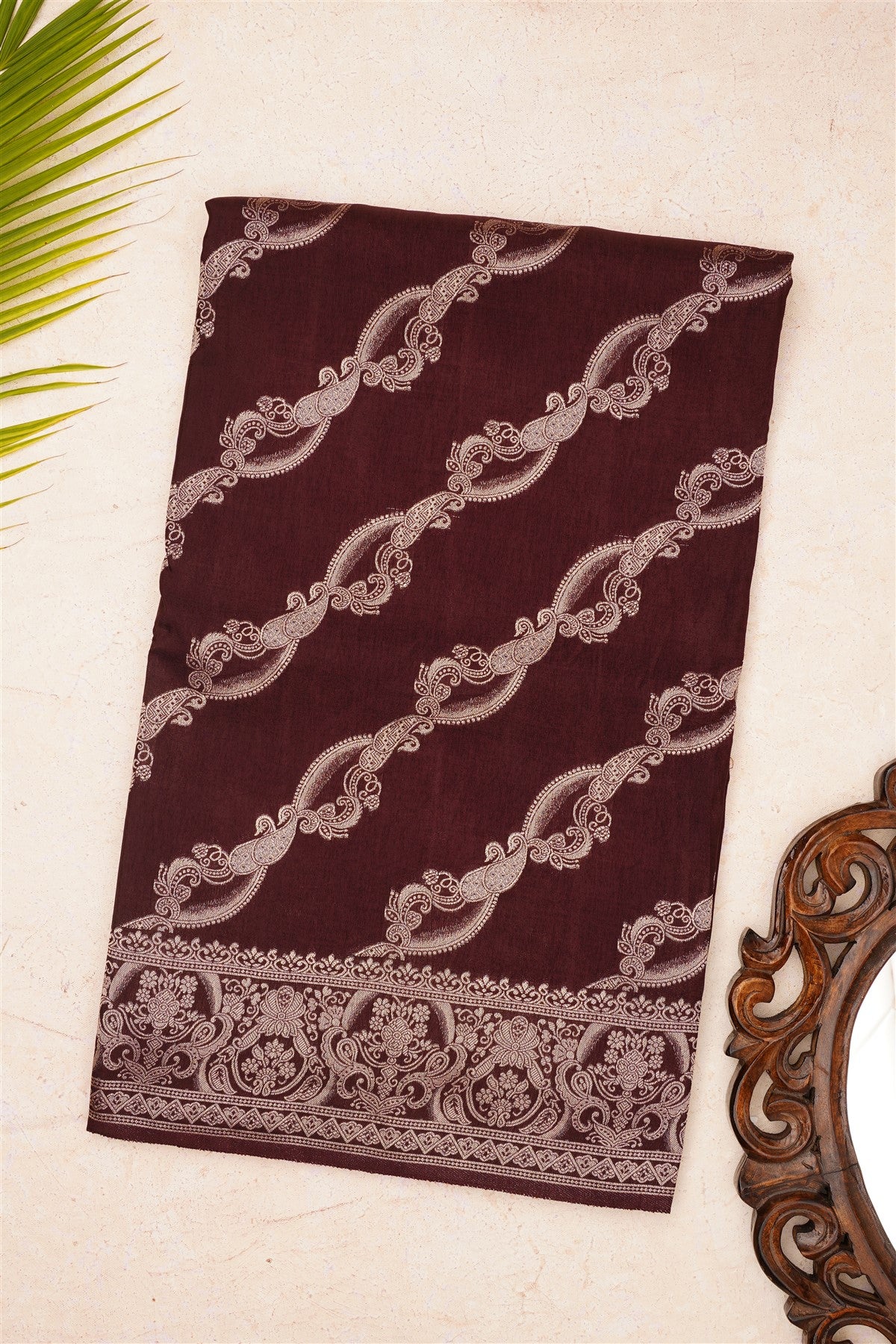 Banarasi Mashru Wine Saree