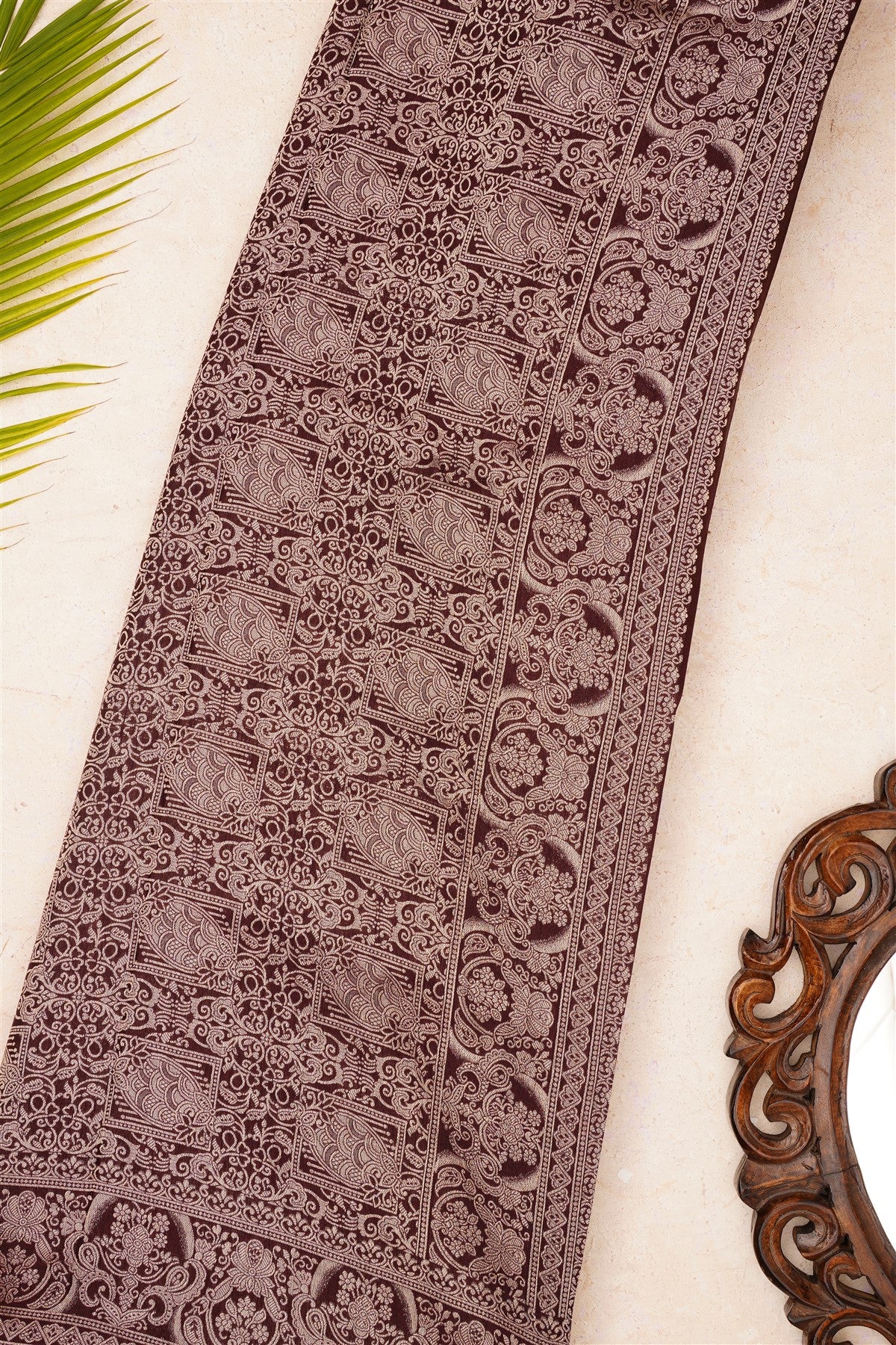 Banarasi Mashru Wine Saree