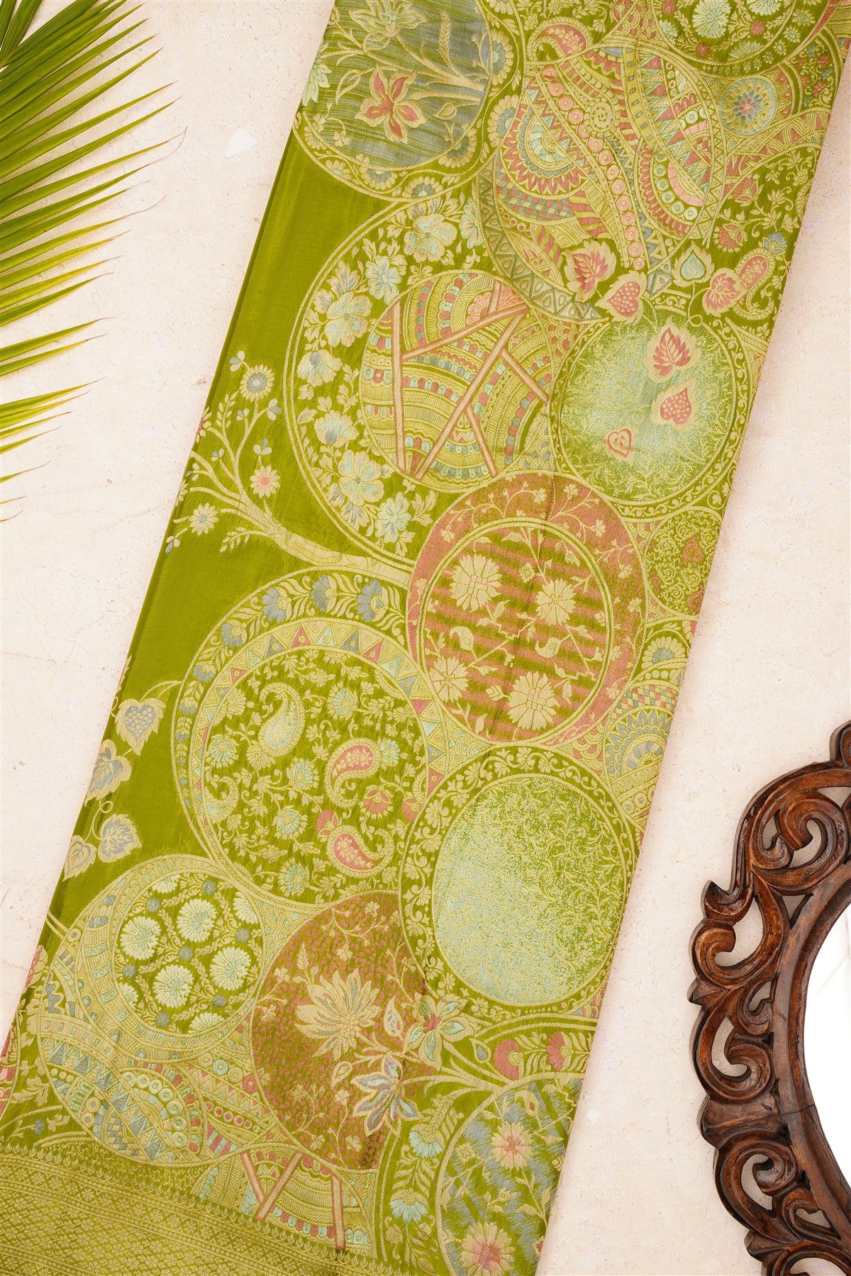 Banarasi Mashru Light Green Saree