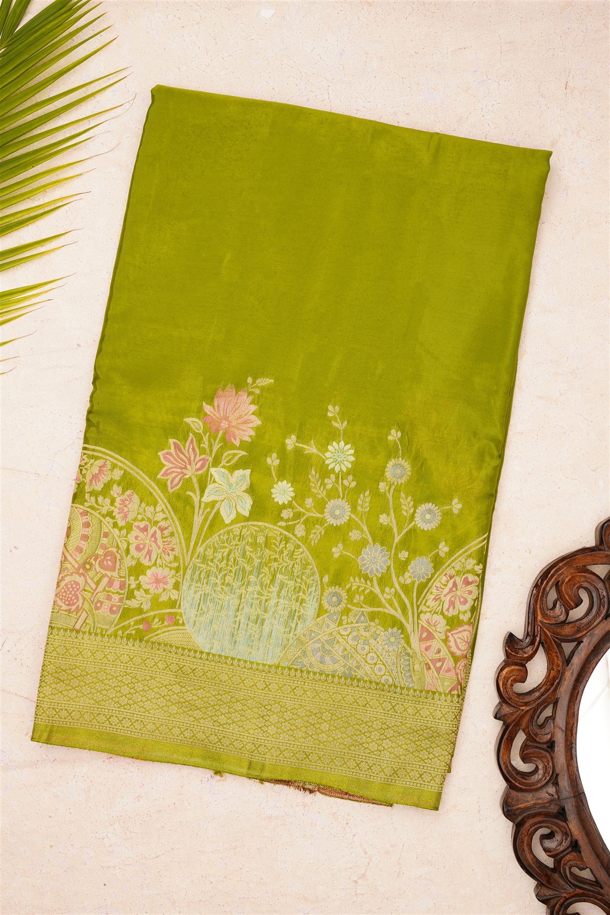 Banarasi Mashru Light Green Saree