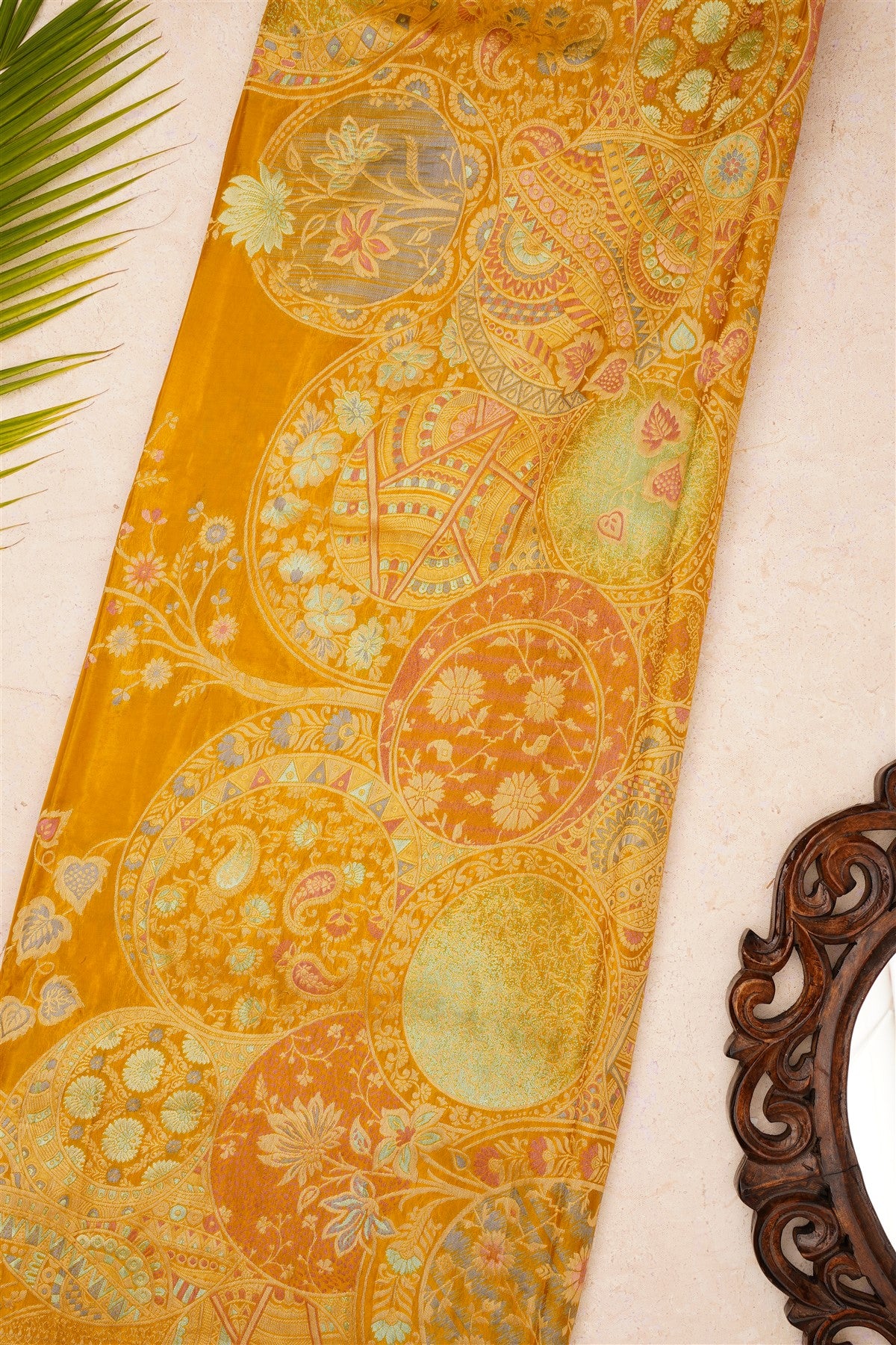 Banarasi Mashru Light Mustard Saree