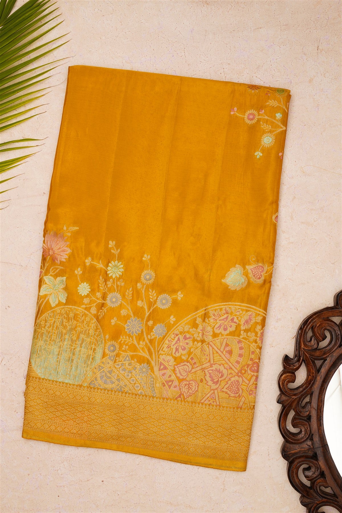 Banarasi Mashru Light Mustard Saree