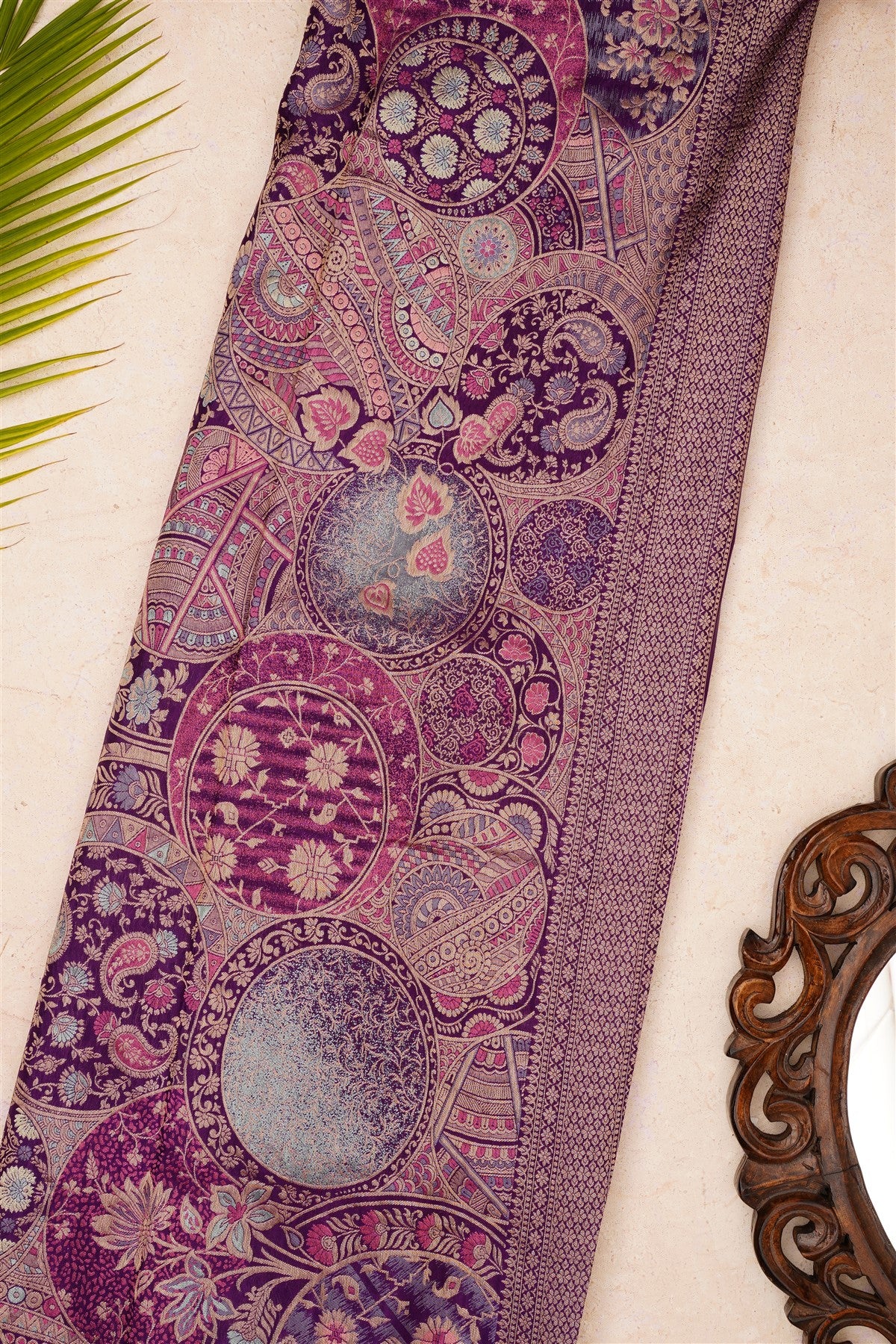 Banarasi Mashru Violet Saree