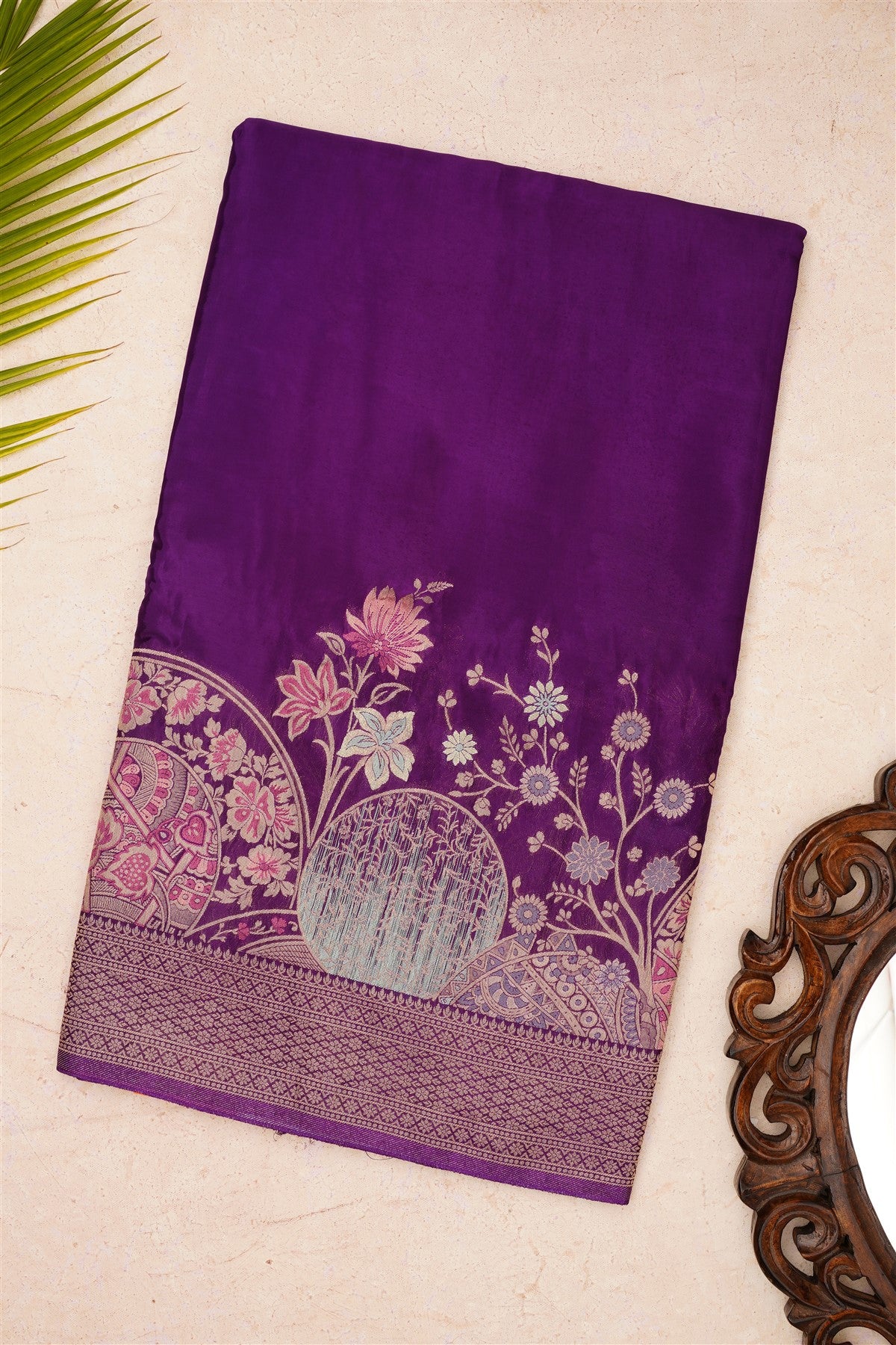 Banarasi Mashru Violet Saree