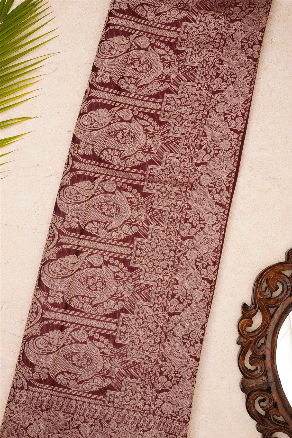 Banarasi Mashru Rust Saree