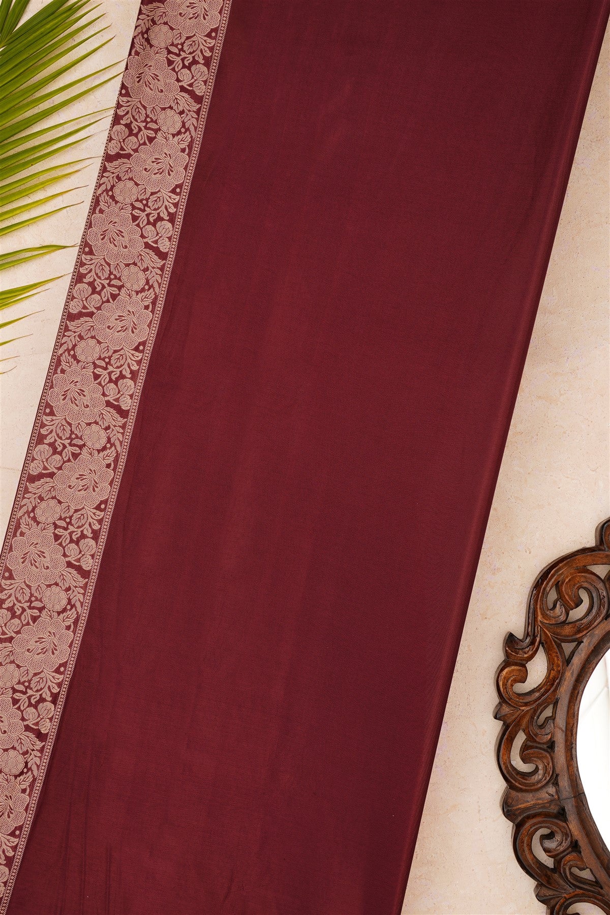 Banarasi Mashru Rust Saree