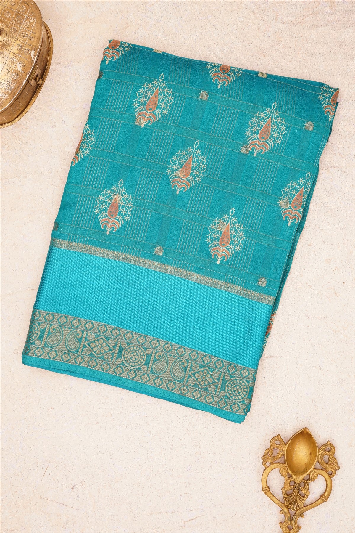 Fancy Georgette Teal Blue Saree