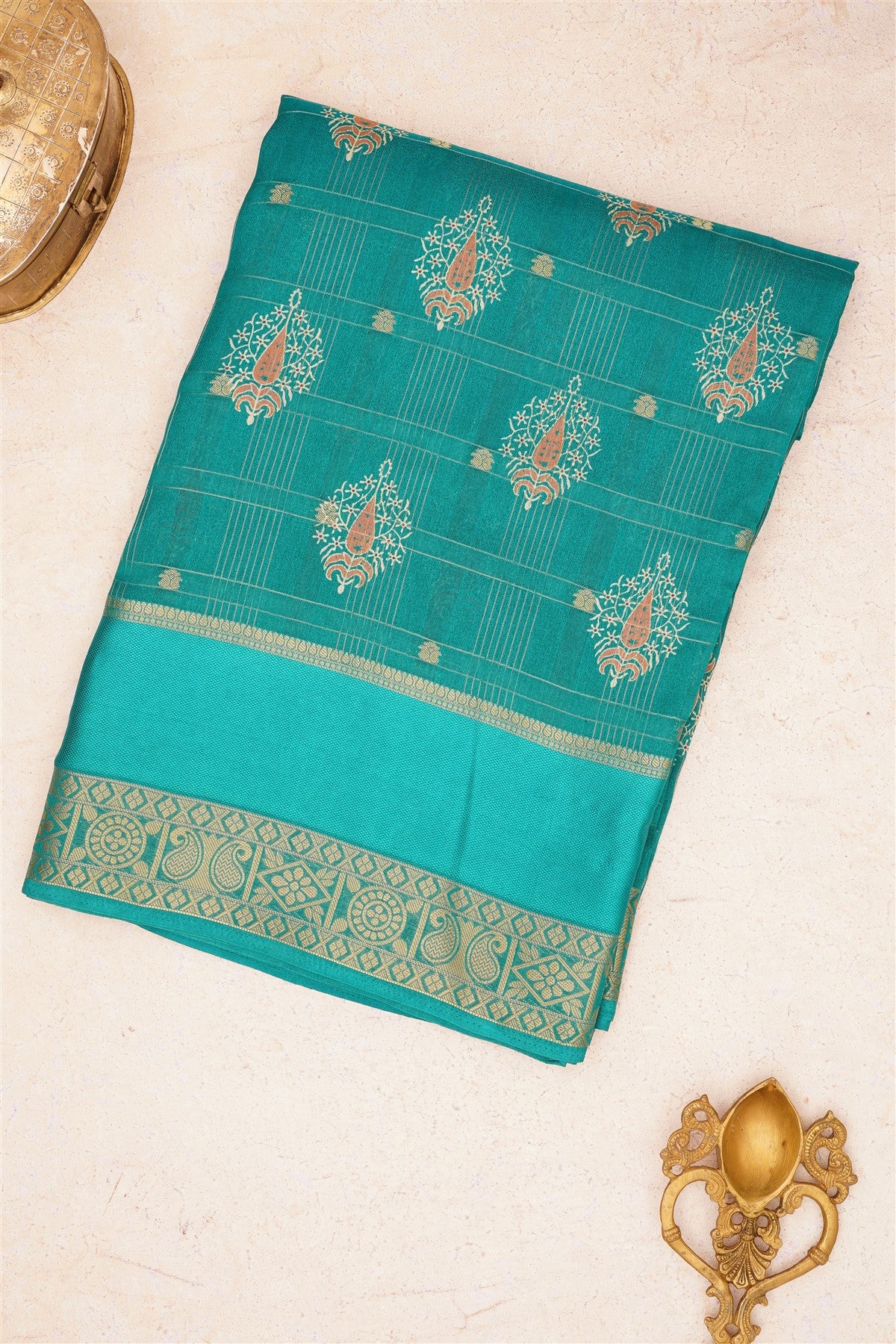 Fancy Georgette Teal Green Saree