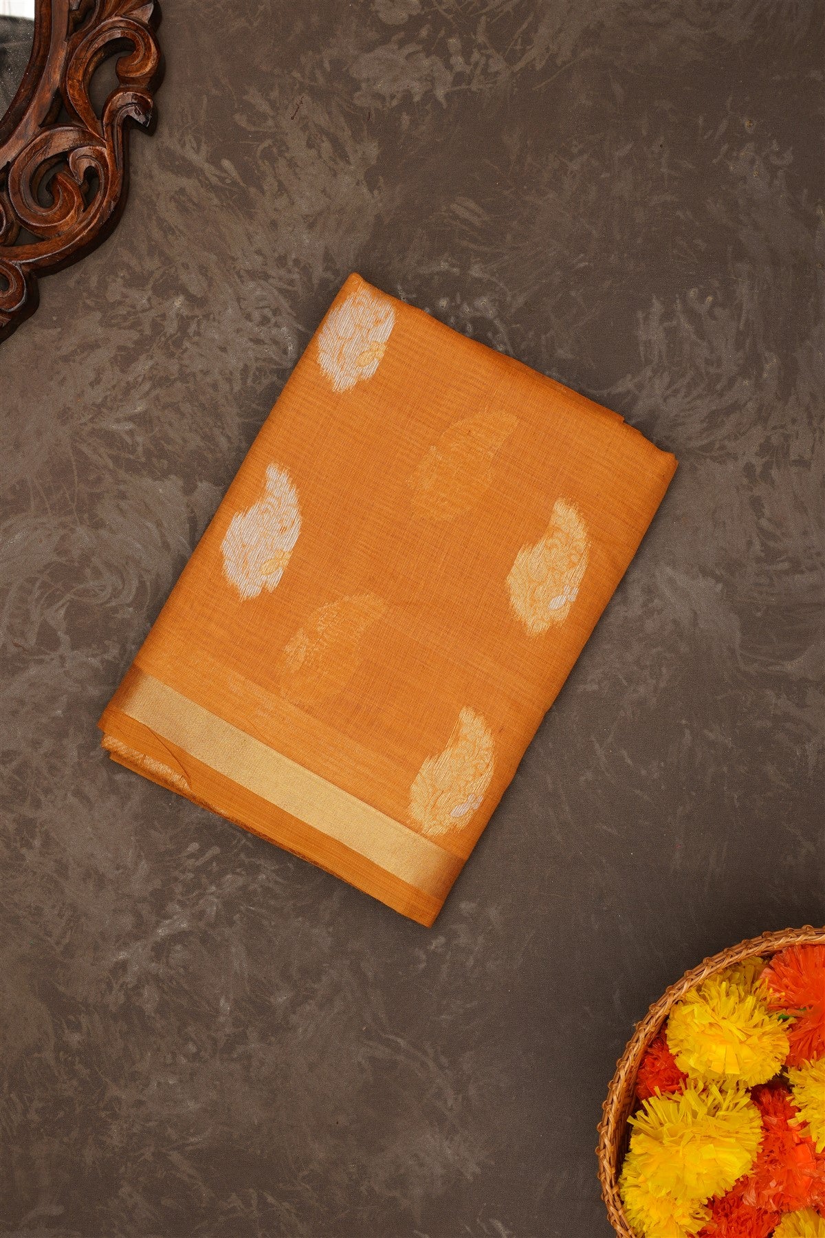 Fancy Chanderi Silk Khakhi Saree
