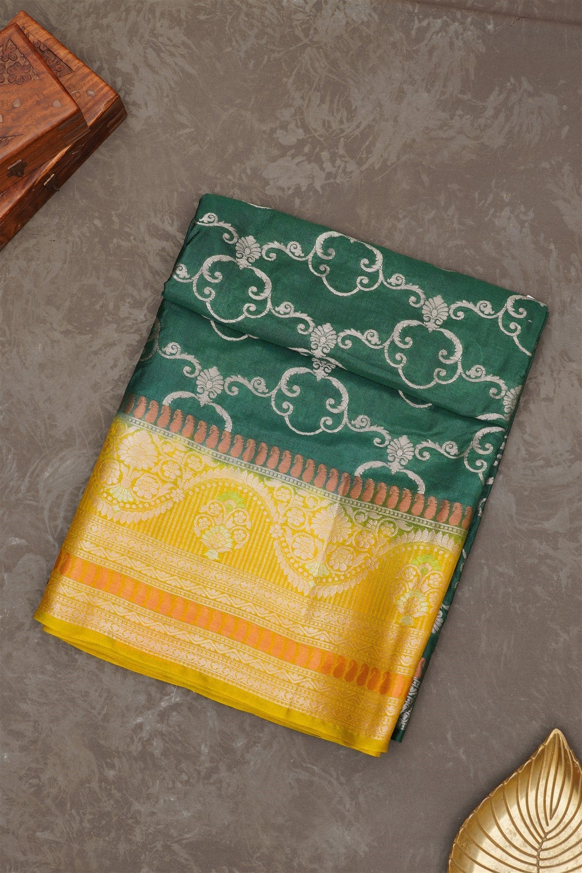 Banarasi Warm Silk Dark Green Saree