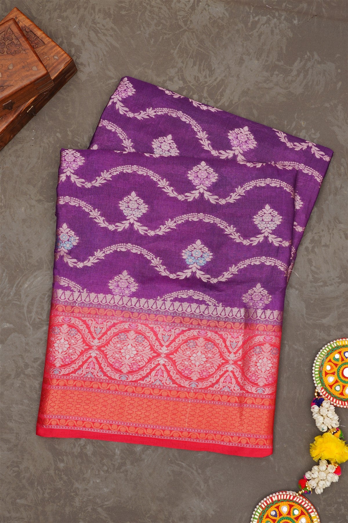 Banarasi Warm Silk Violet Saree