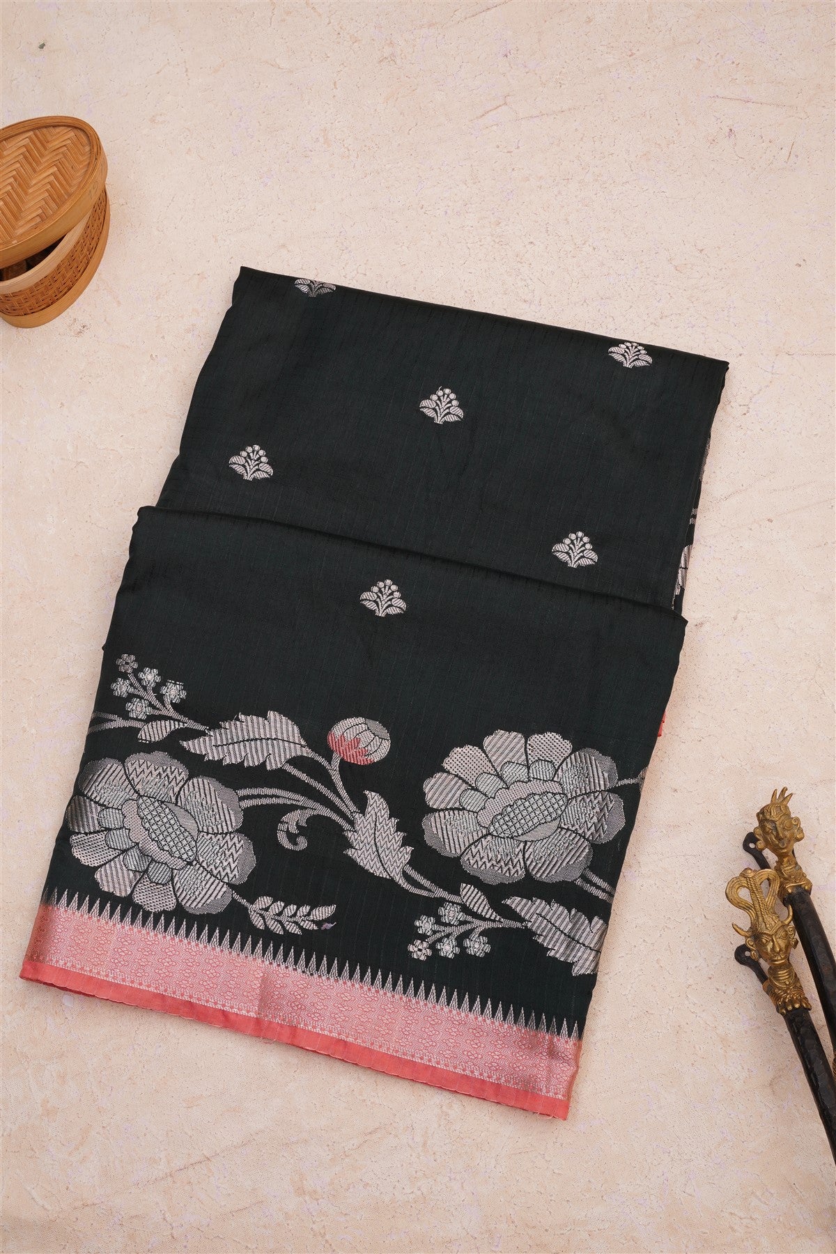 Banarasi Dupion Silk Dark Green Saree