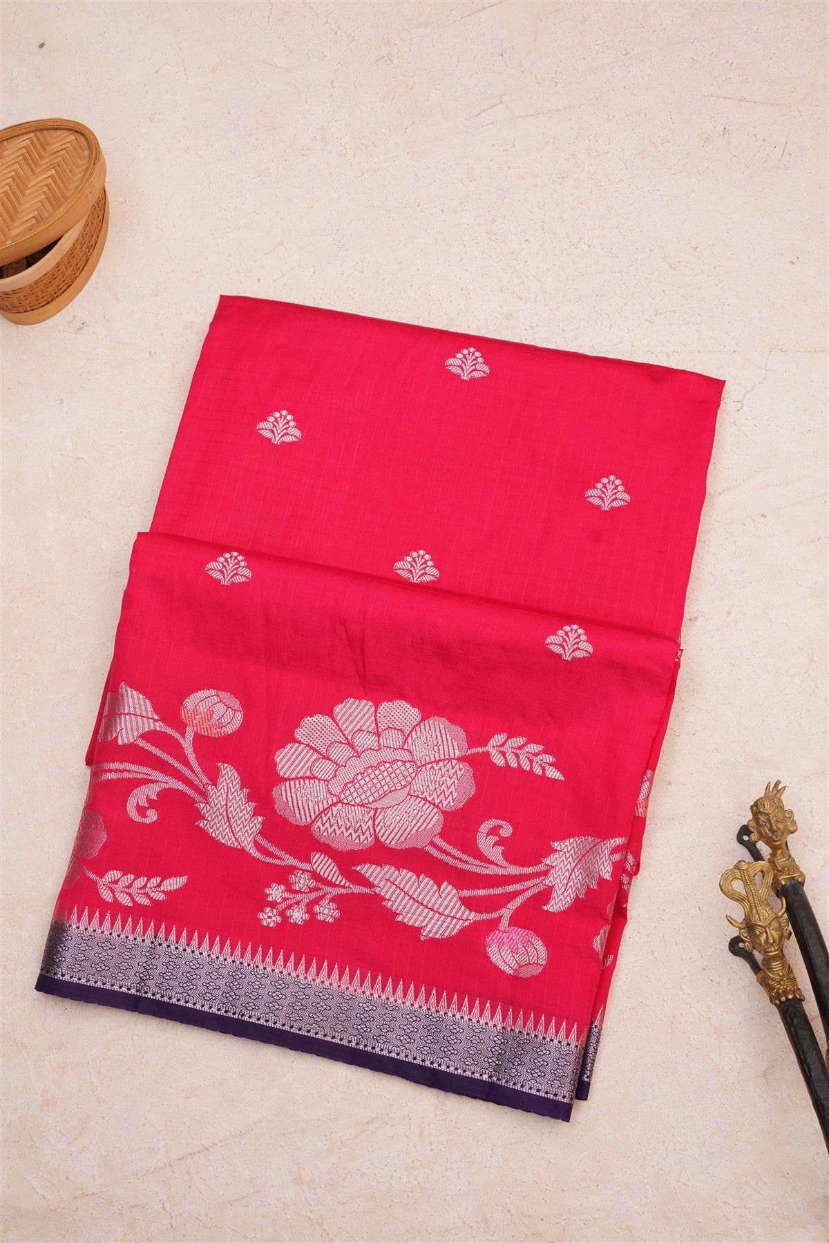 Banarasi Dupion Silk Dark Pink Saree