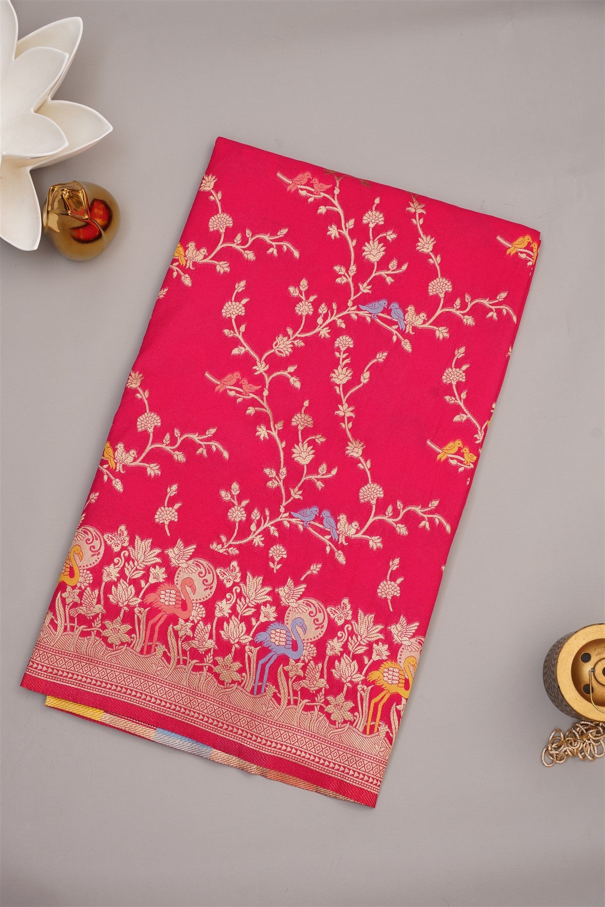 Banarasi Viscose Silk Dark Pink Saree