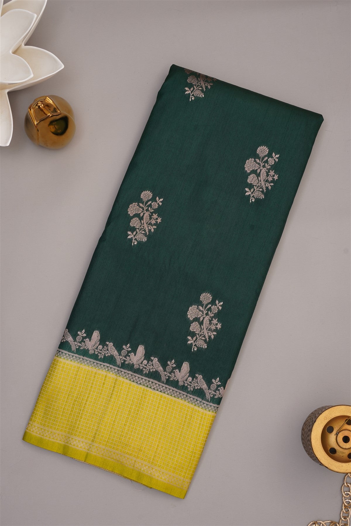 Banarasi Soft Silk Dark Green Saree