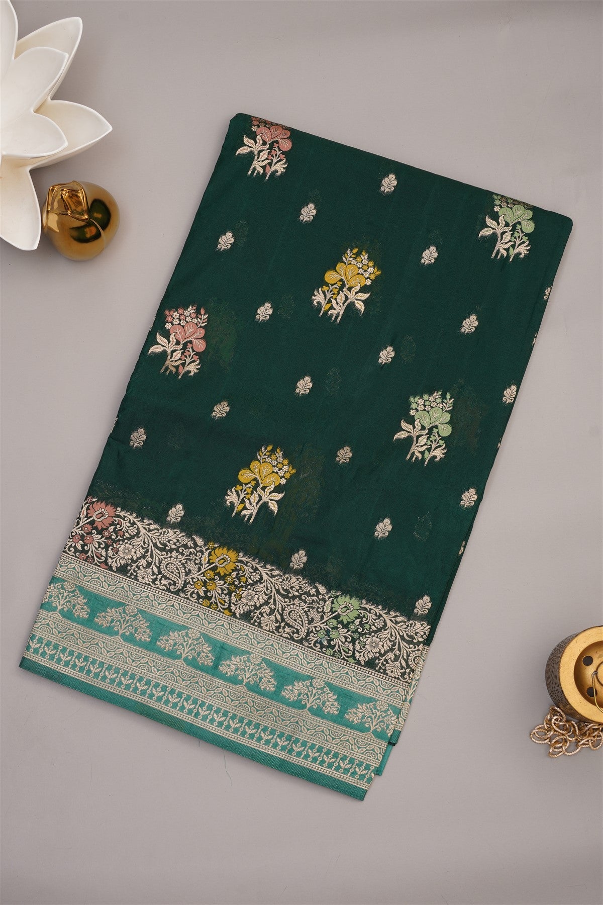 Banarasi Warm Silk Dark Green Saree