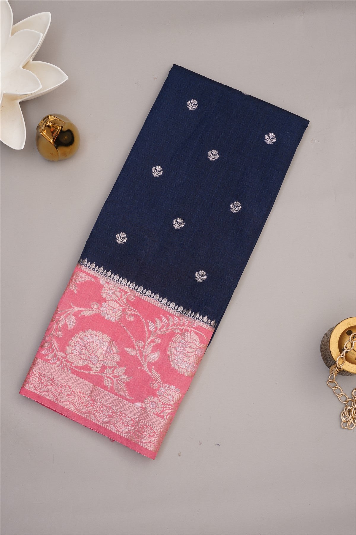 Banarasi Kathan Silk Navy Blue Saree