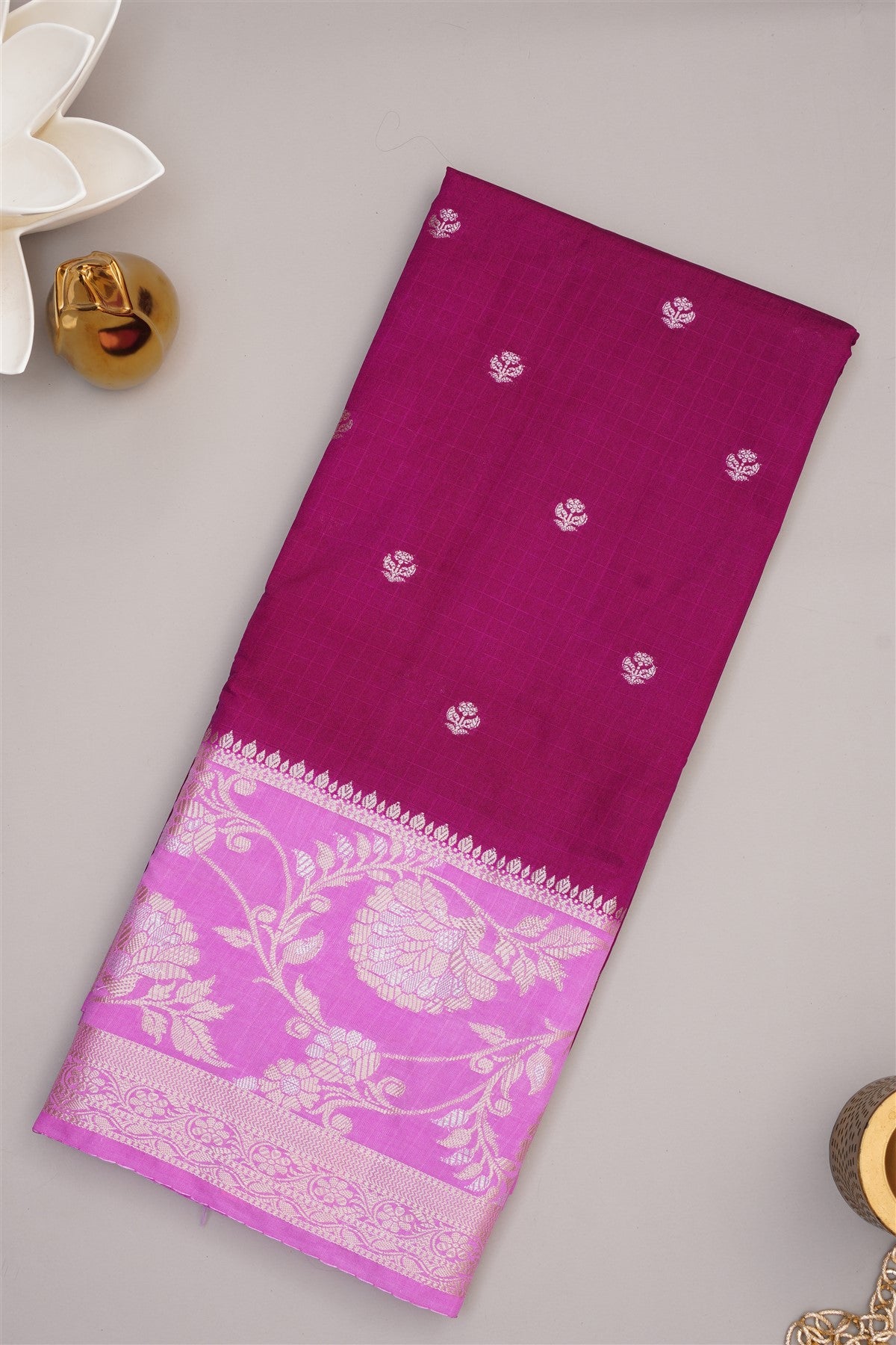 Banarasi Kathan Silk Purple Saree