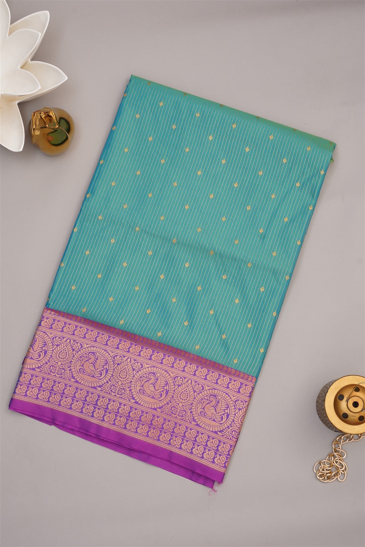 Banarasi Soft Silk Peacock Green Saree