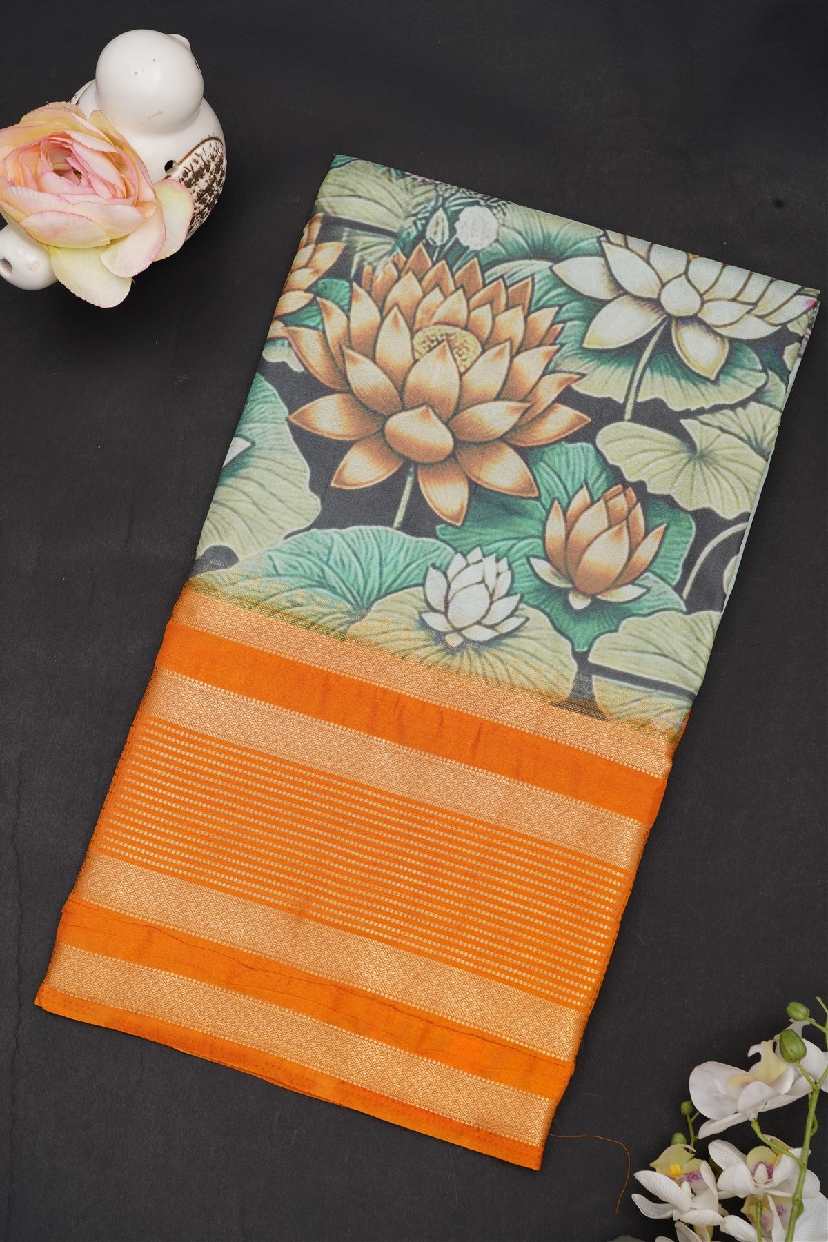 Mysore Crepe Silk Light Green Saree
