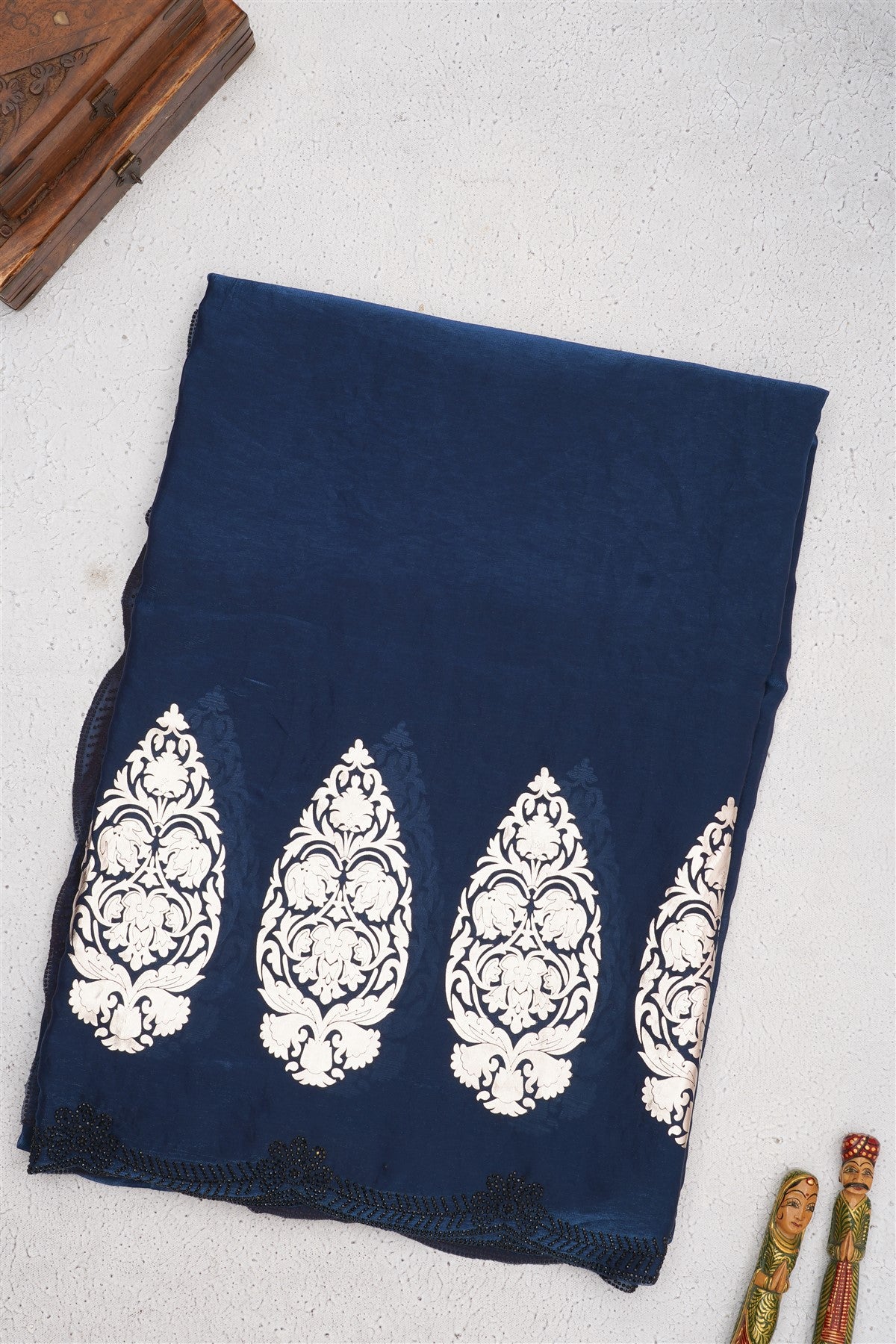 Fancy Space Silk Dark Blue Saree
