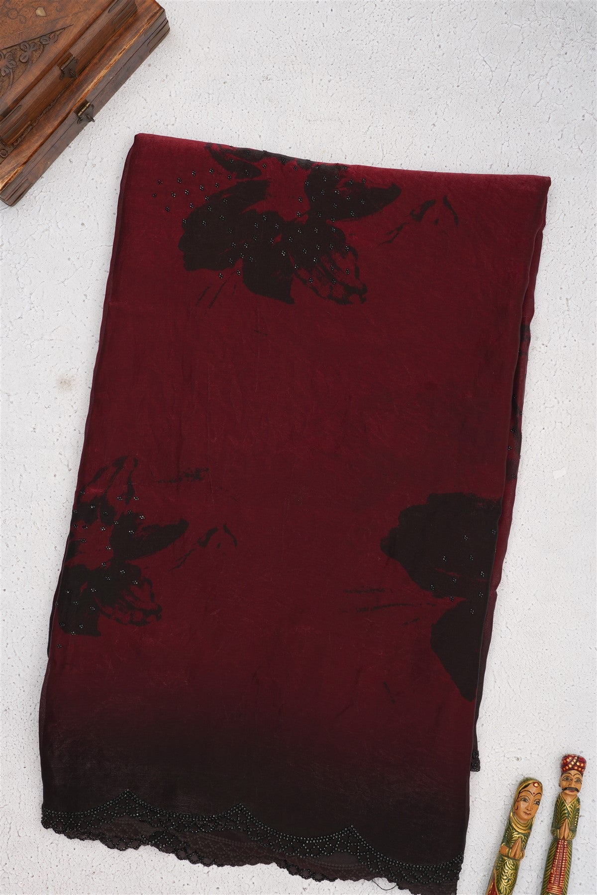 Fancy Space Silk Dark Maroon Saree