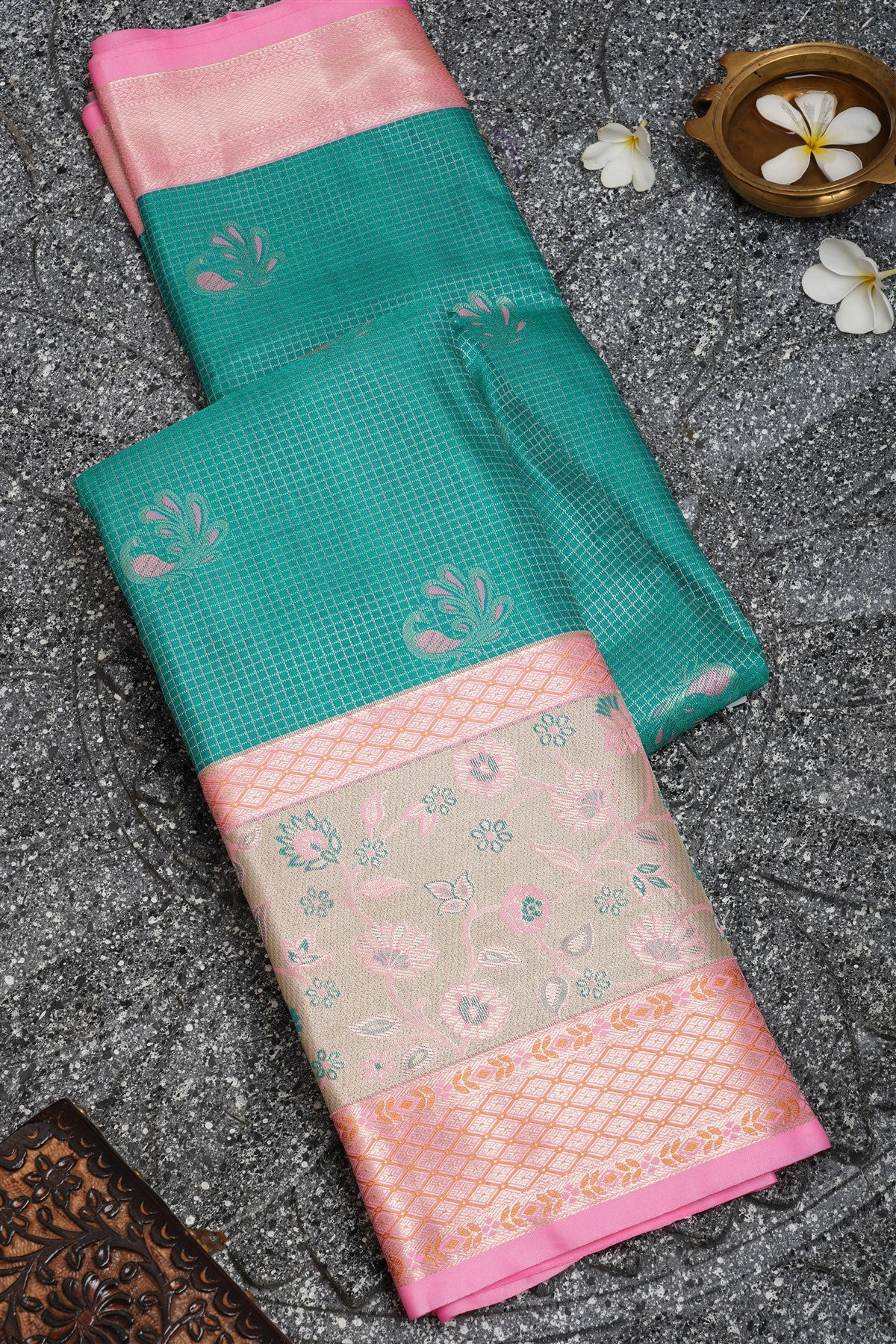 Semi Kanchipuram Silk Light Green Saree