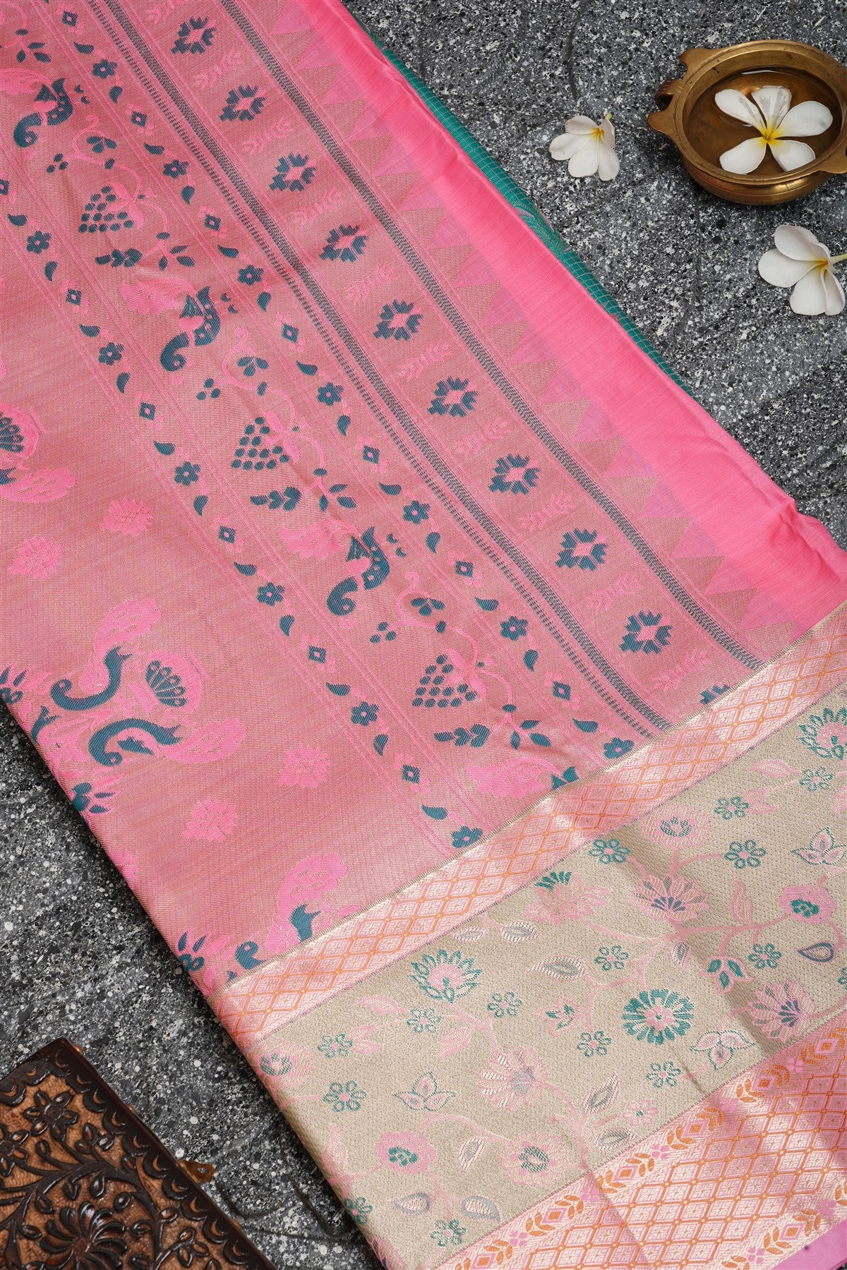 Semi Kanchipuram Silk Light Green Saree