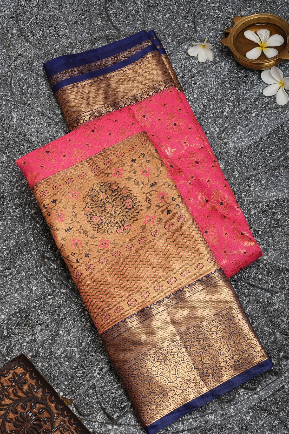 Semi Kanchipuram Silk Light Peach Saree