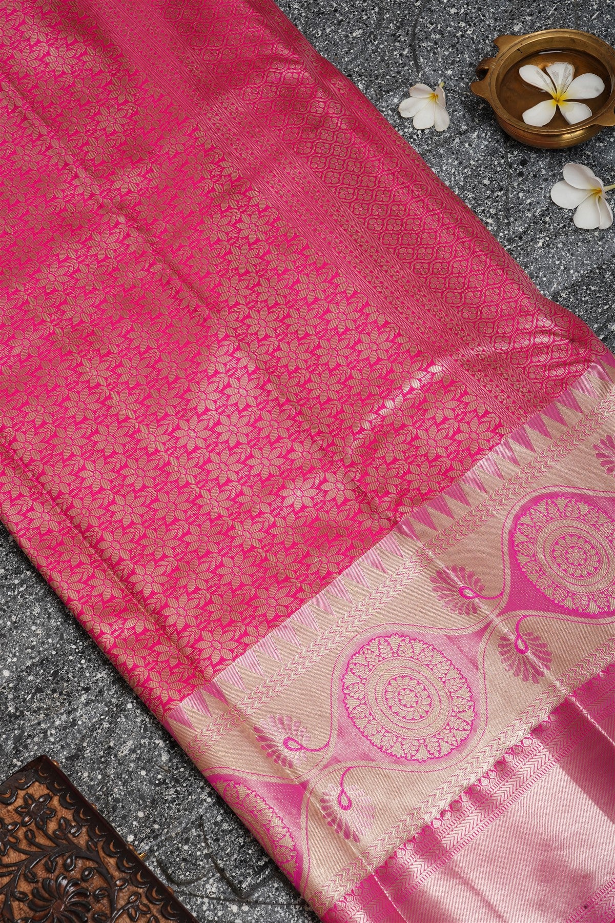 Semi Kanchipuram Silk Navy Blue Saree