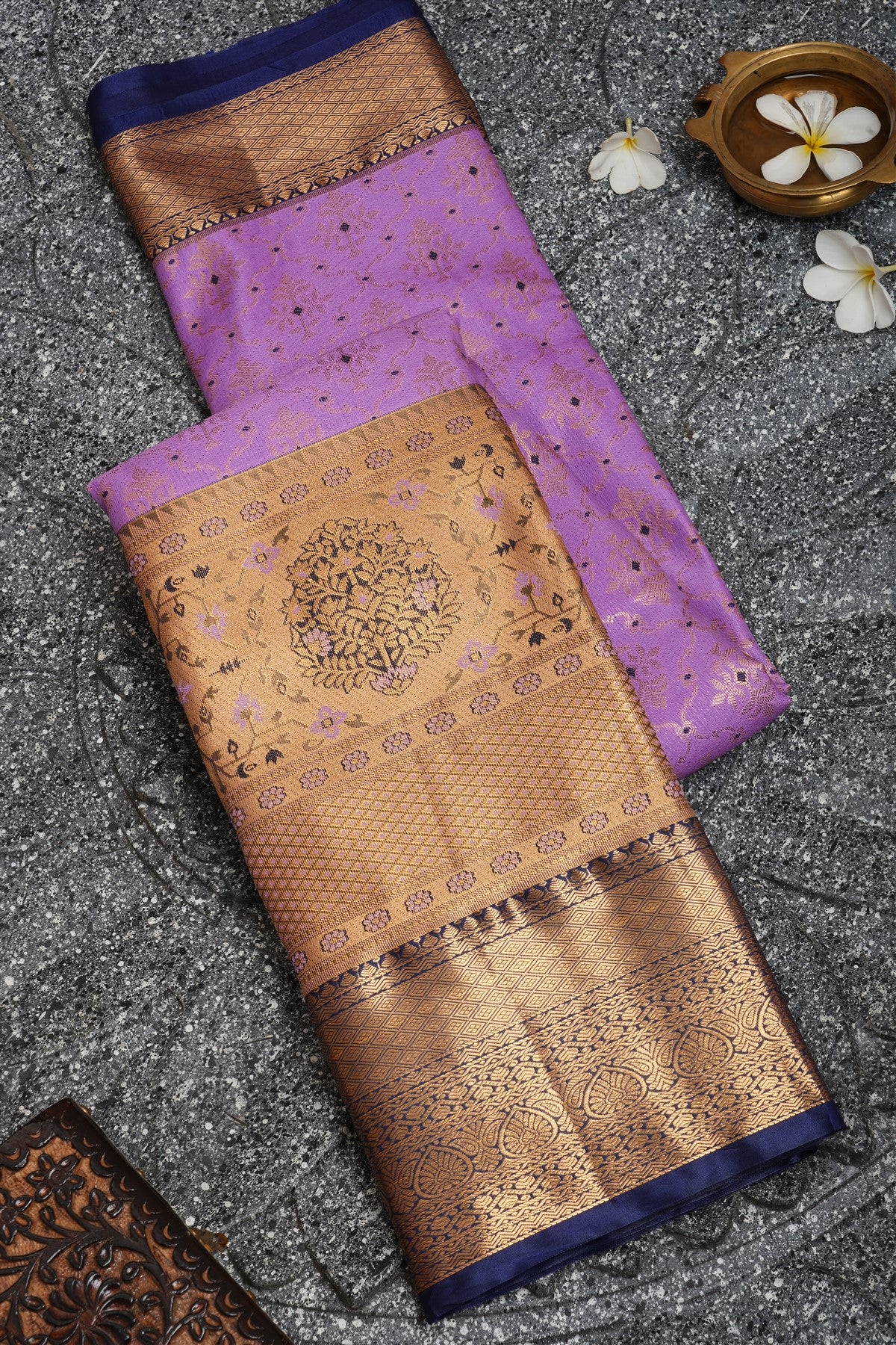 Semi Kanchipuram Silk Lavander Saree