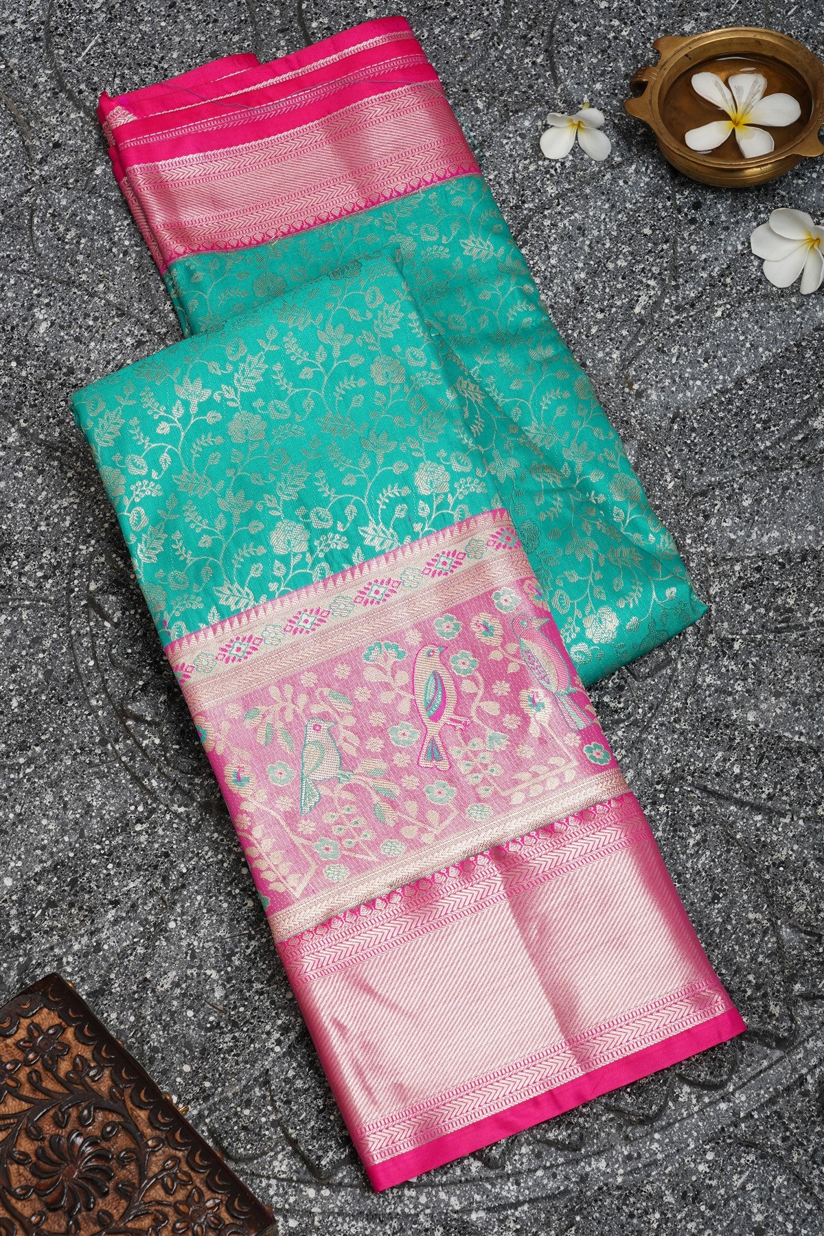 Semi Kanchipuram Silk Green Saree