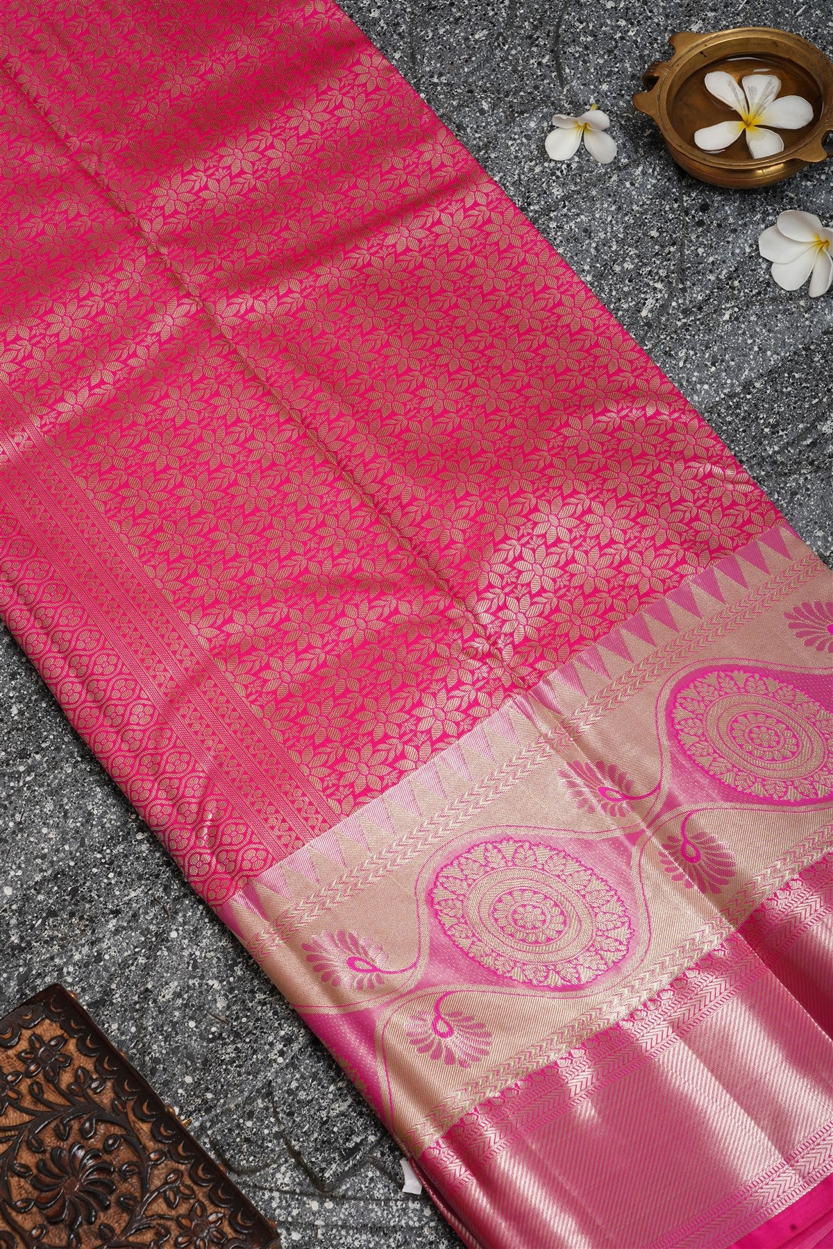 Semi Kanchipuram Silk Green Saree
