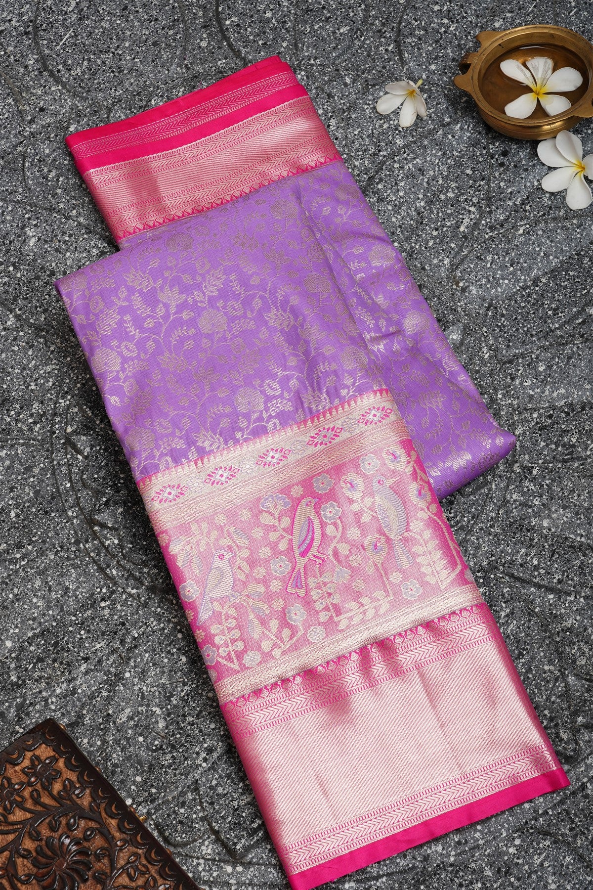 Semi Kanchipuram Silk Lavander Saree