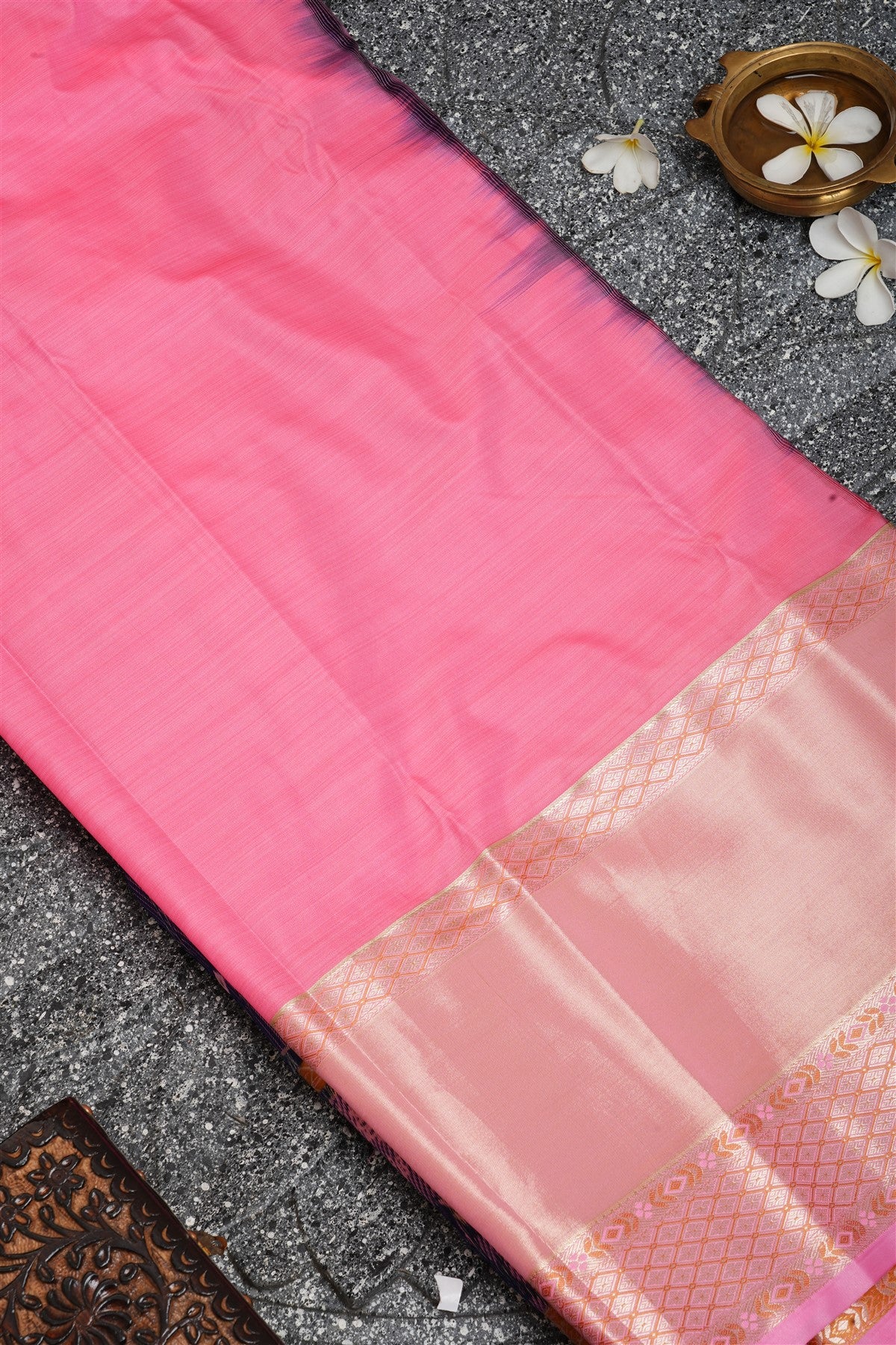 Semi Kanchipuram Silk Navy Blue Saree